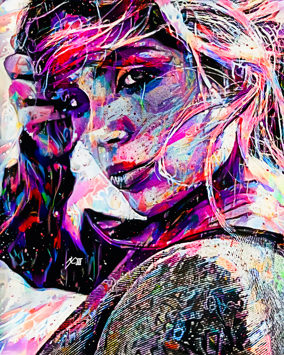 I let style transfer algorithms color my work as I went along. I usually wouldn't color a person this way, but it was magical to play with the AI back and forth. 