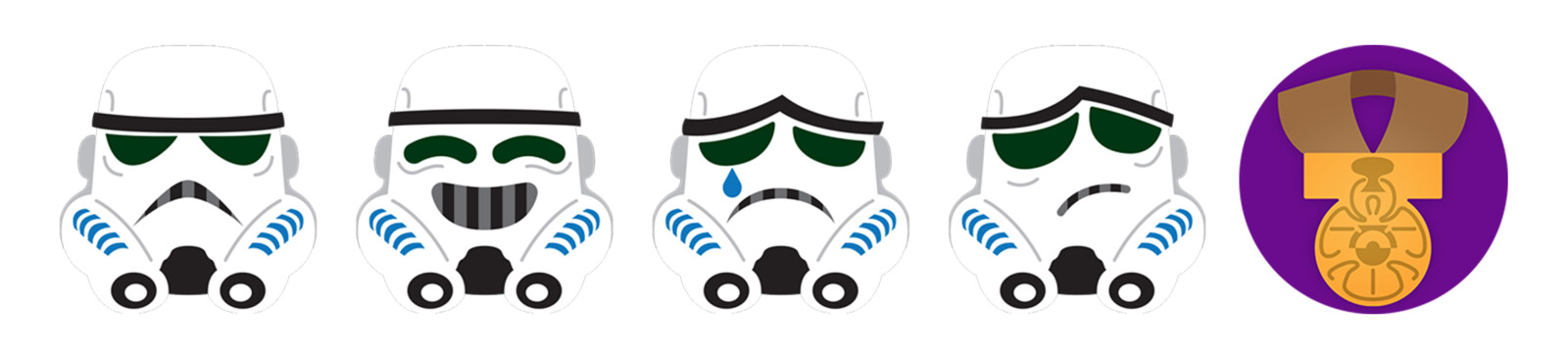 Star Wars reaction emoji - Neutral, Happy, Sad, Confused and Thanks!