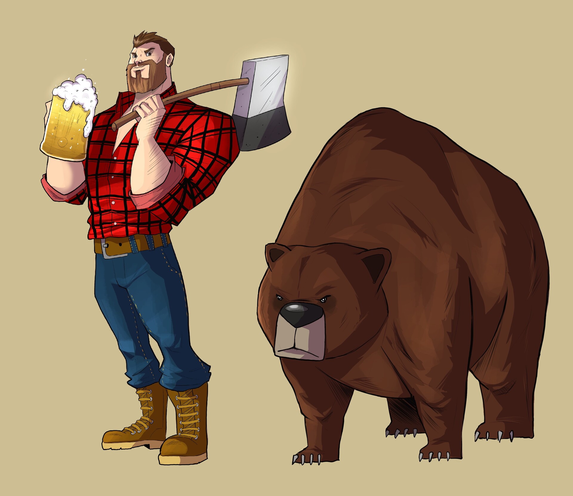 ArtStation Lumberjack and bear
