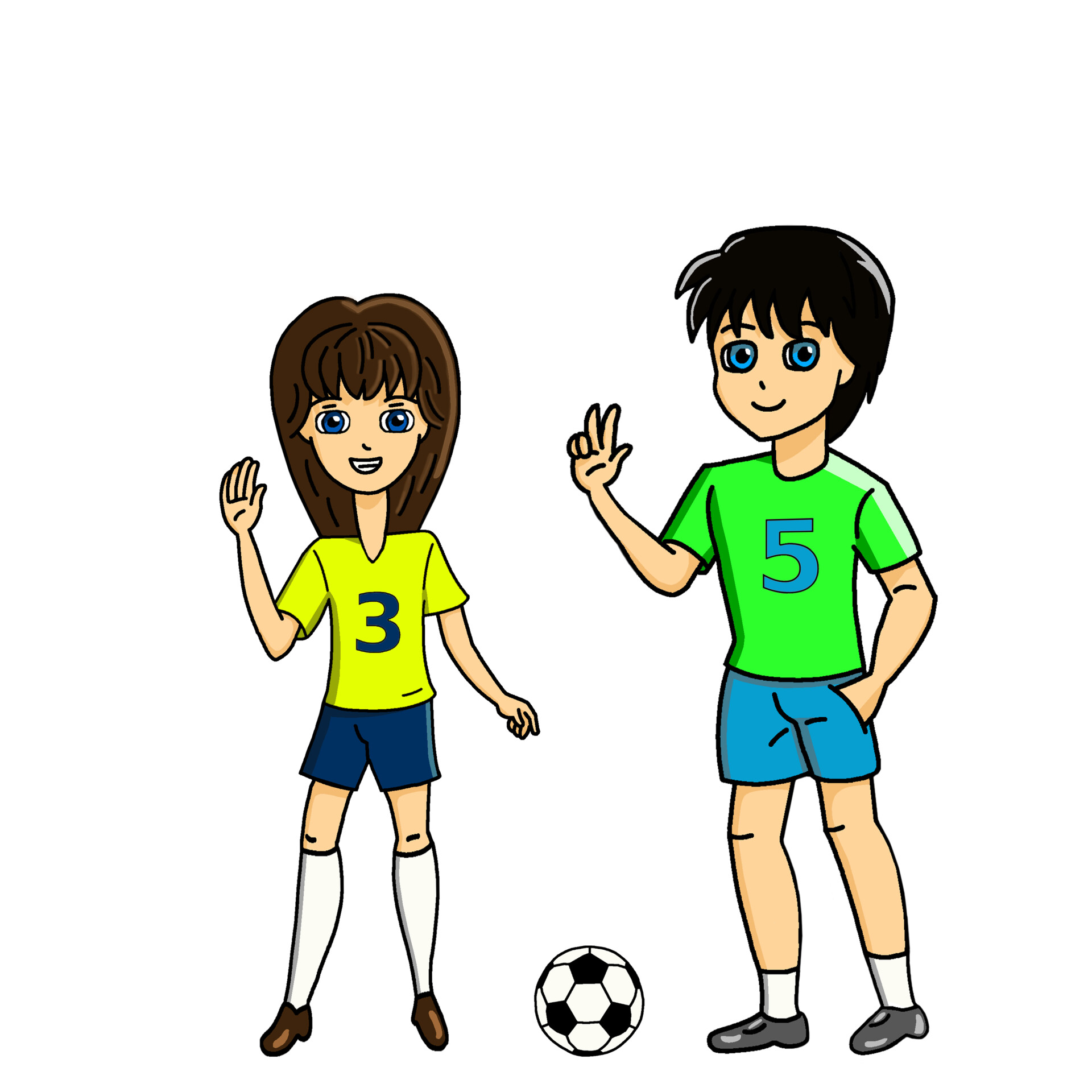 ArtStation Anime Boy and Girl with Soccer Ball