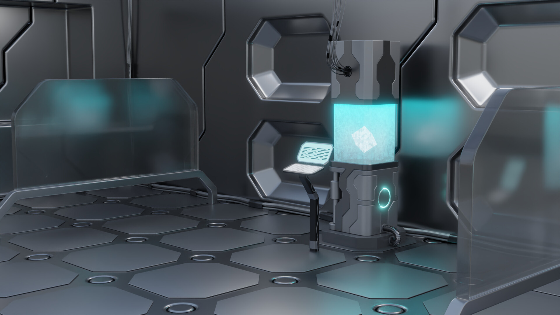 ArtStation - Scifi crystal terminal lab