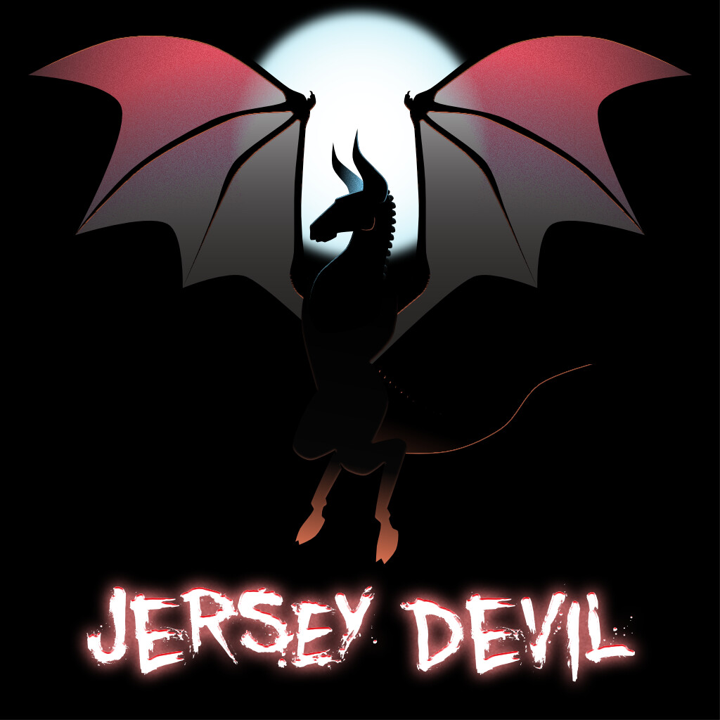 In the folklore of Southern New Jersey and Philadelphia, the Jersey Devil (aka Leeds Devil) is a legendary creature said to inhabit the Pine Barrens. Possesses cloven hooves, a horse-like head, and bat-like wings.

Print: https://artstn.co/pp/OQZ7M