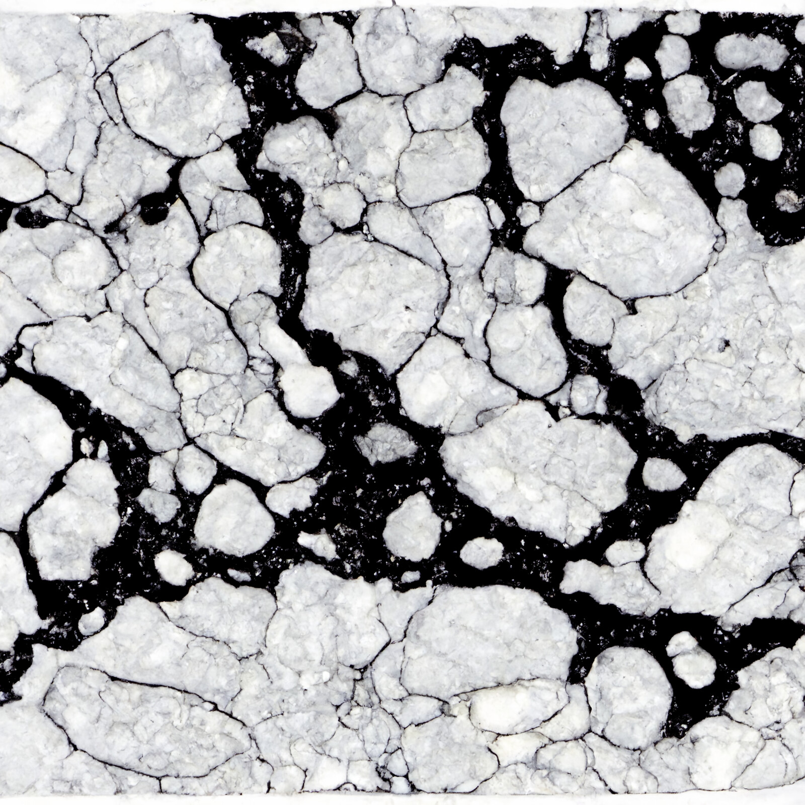 Grunge map creation test - raw outputs. Editing would be required to make tileable. (Image Prompt: "a pic of black and white marble like cracks square on" )