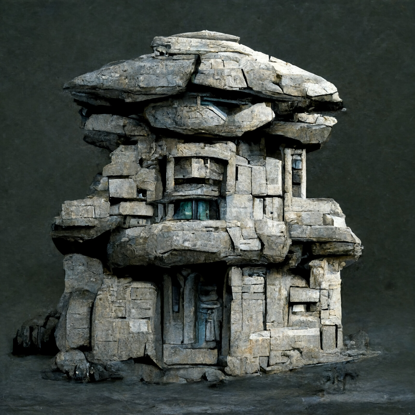 Concepting exploration and fun! (Prompt: "concept art of a stone building with alien tech jammed in, highly detailed" )
