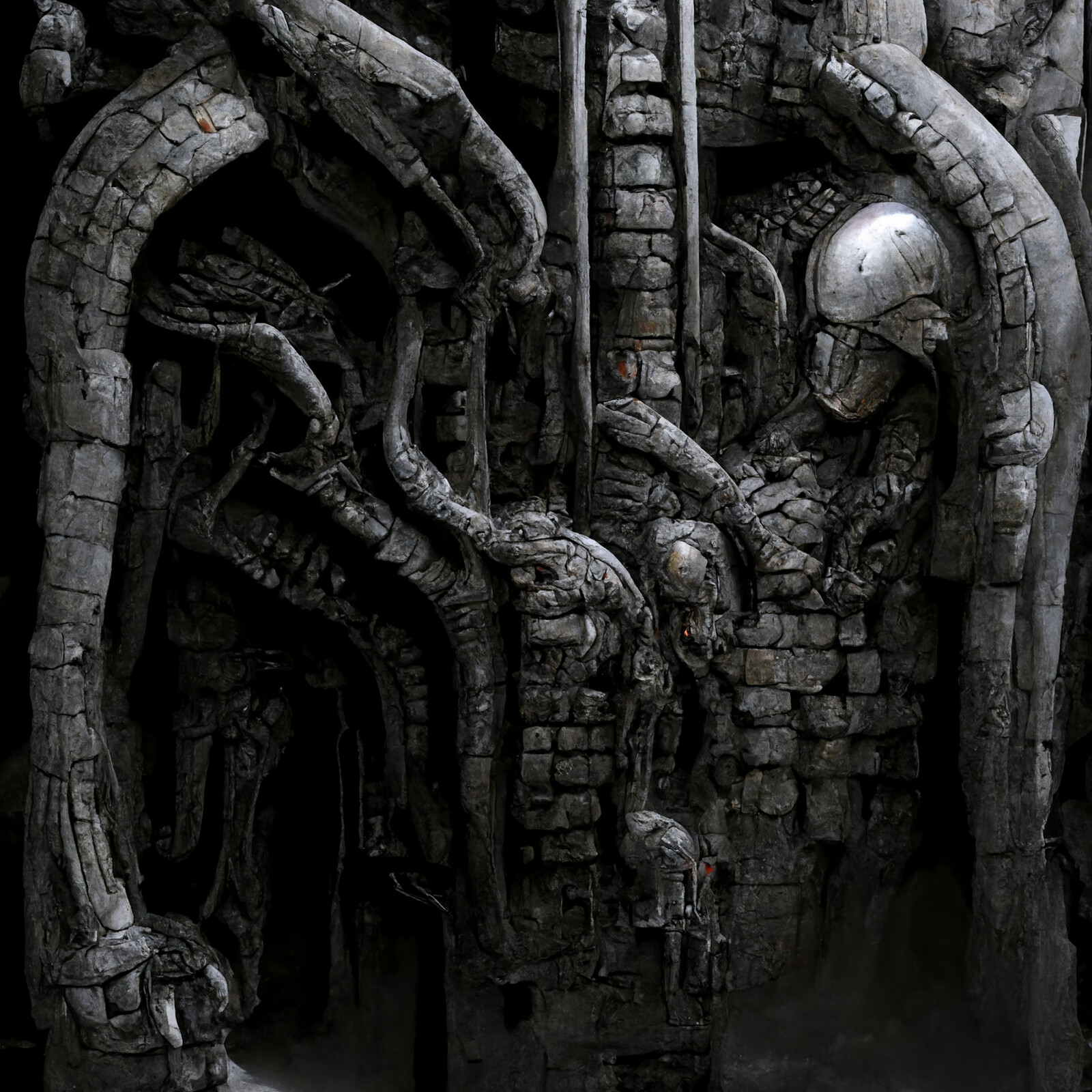 Concepting exploration and fun! (Prompt: "concept art of a medieval wall with alien tech jammed in, highly detailed, sketch" )