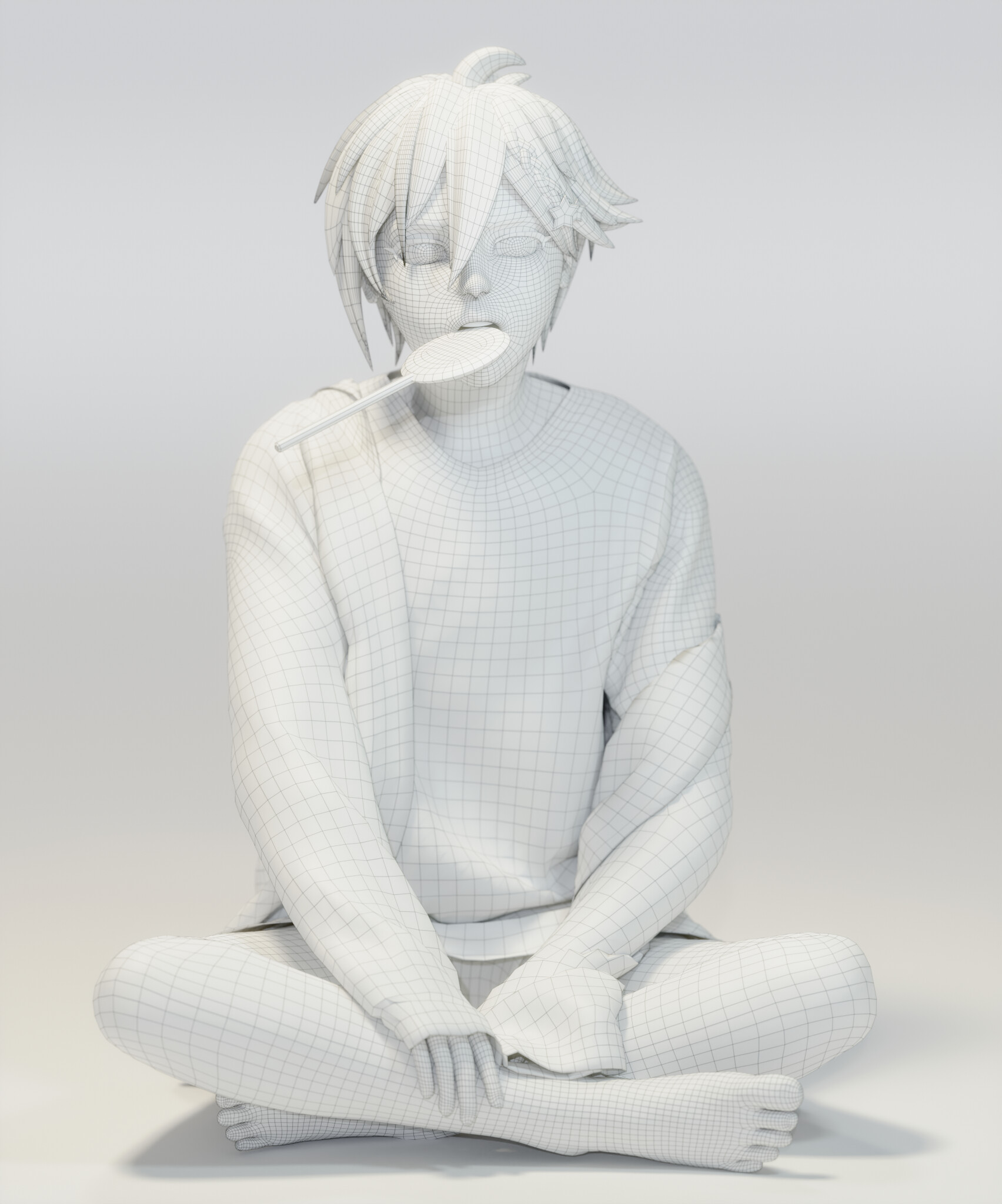 white haired anime boy render