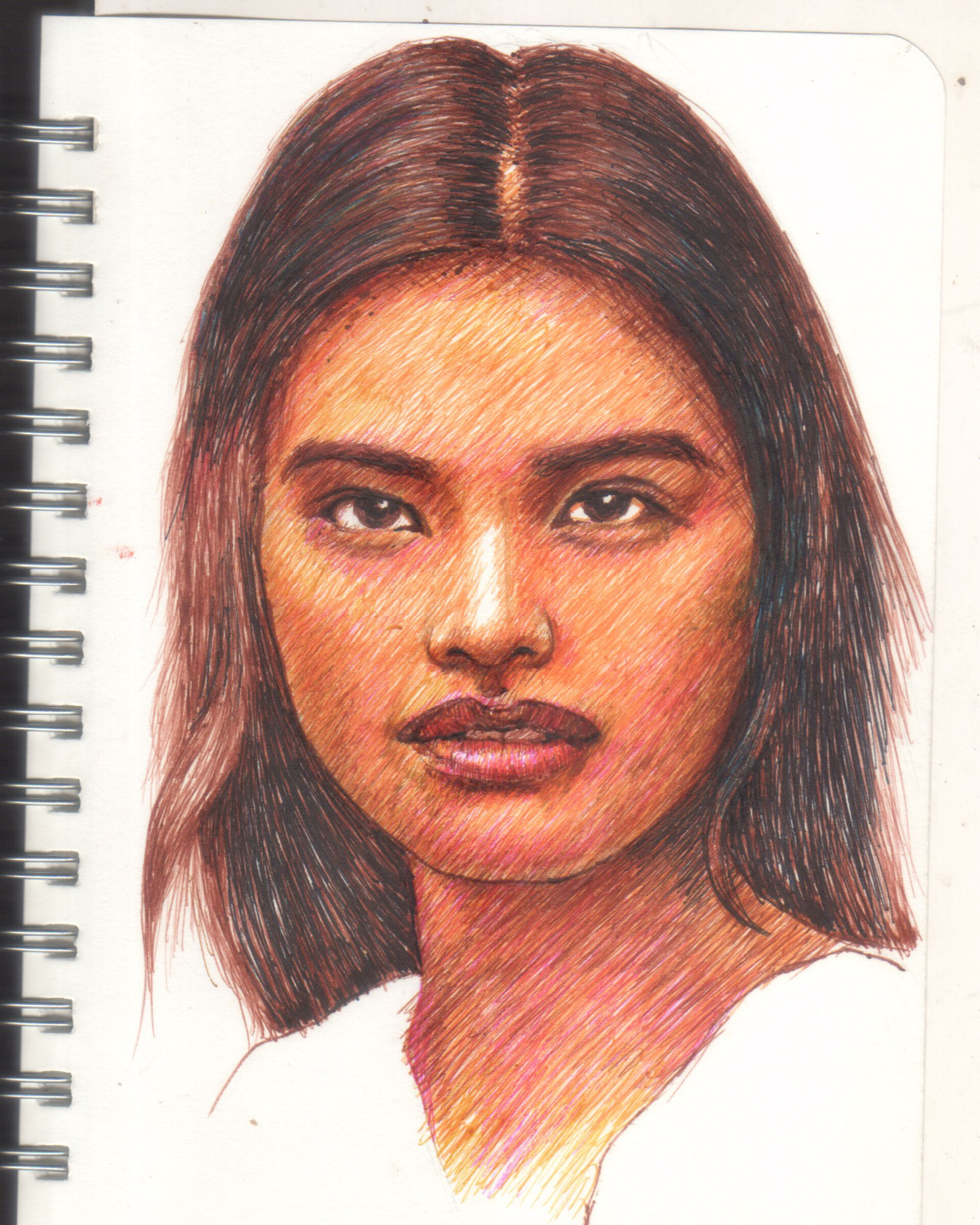 ArtStation - Pen and Ink portrait illustration (Color pen)
