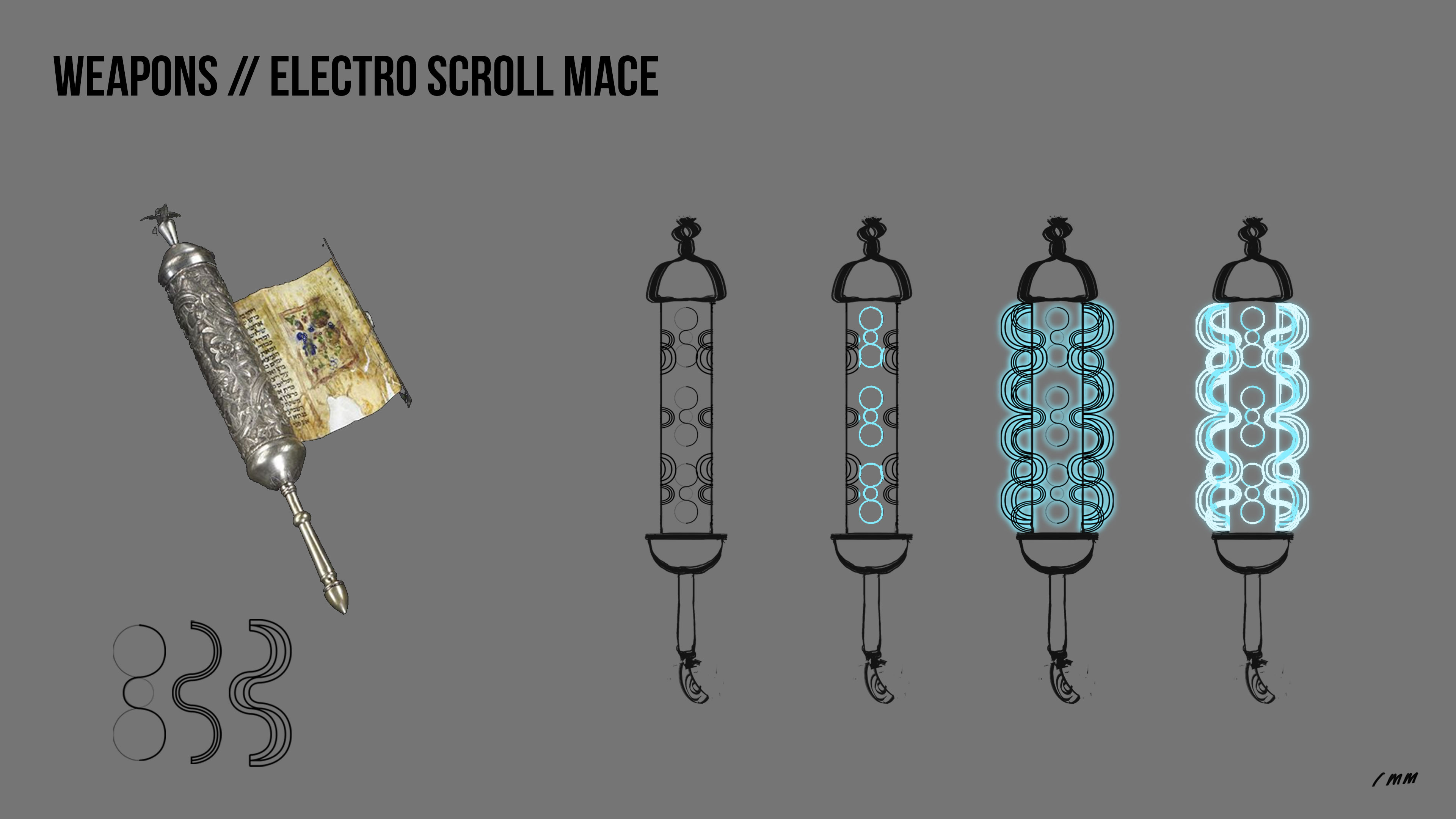 Reference shape and steps of possible animation turning on of electricity.