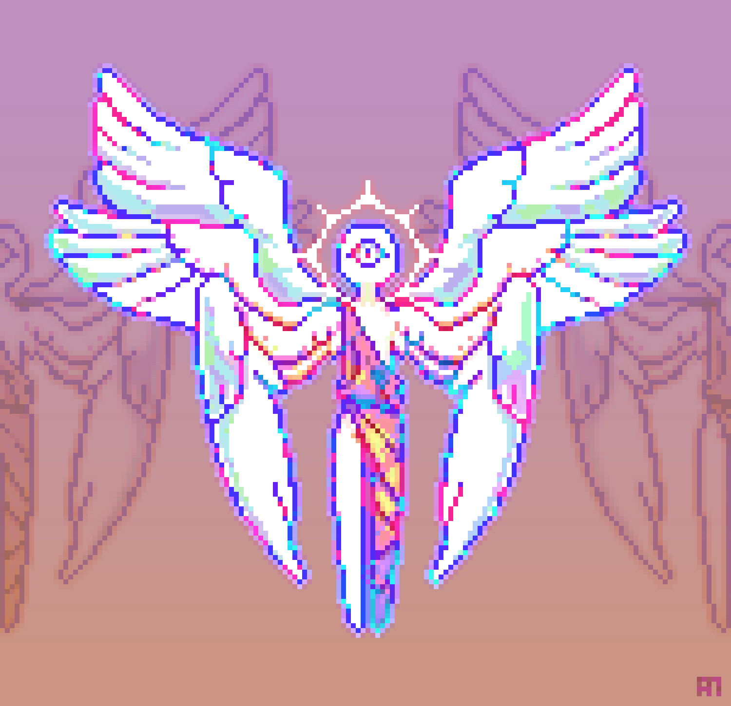 A bright and saturated angel for the prompt 'colorful'.