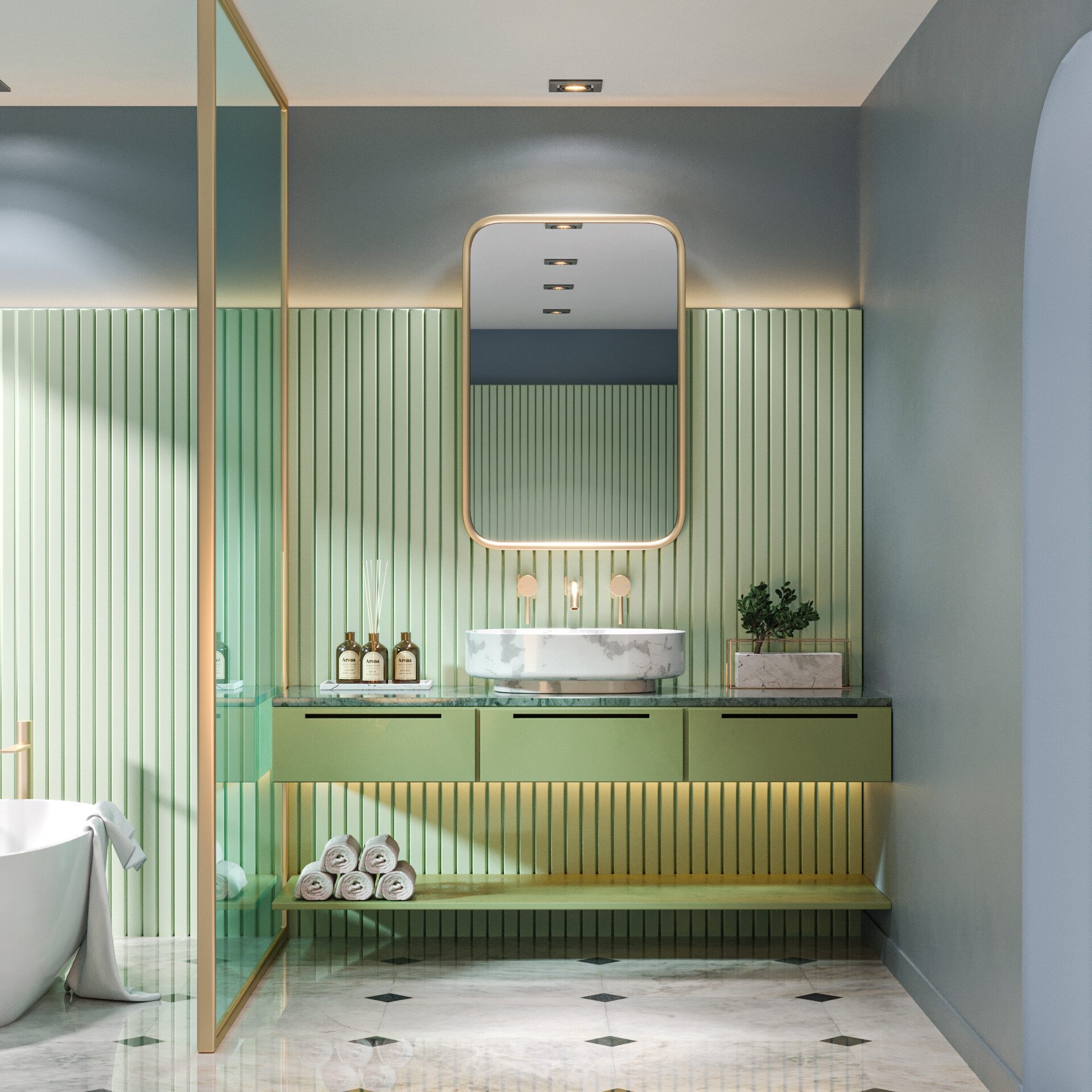 ArtStation Pastel Green Bathroom