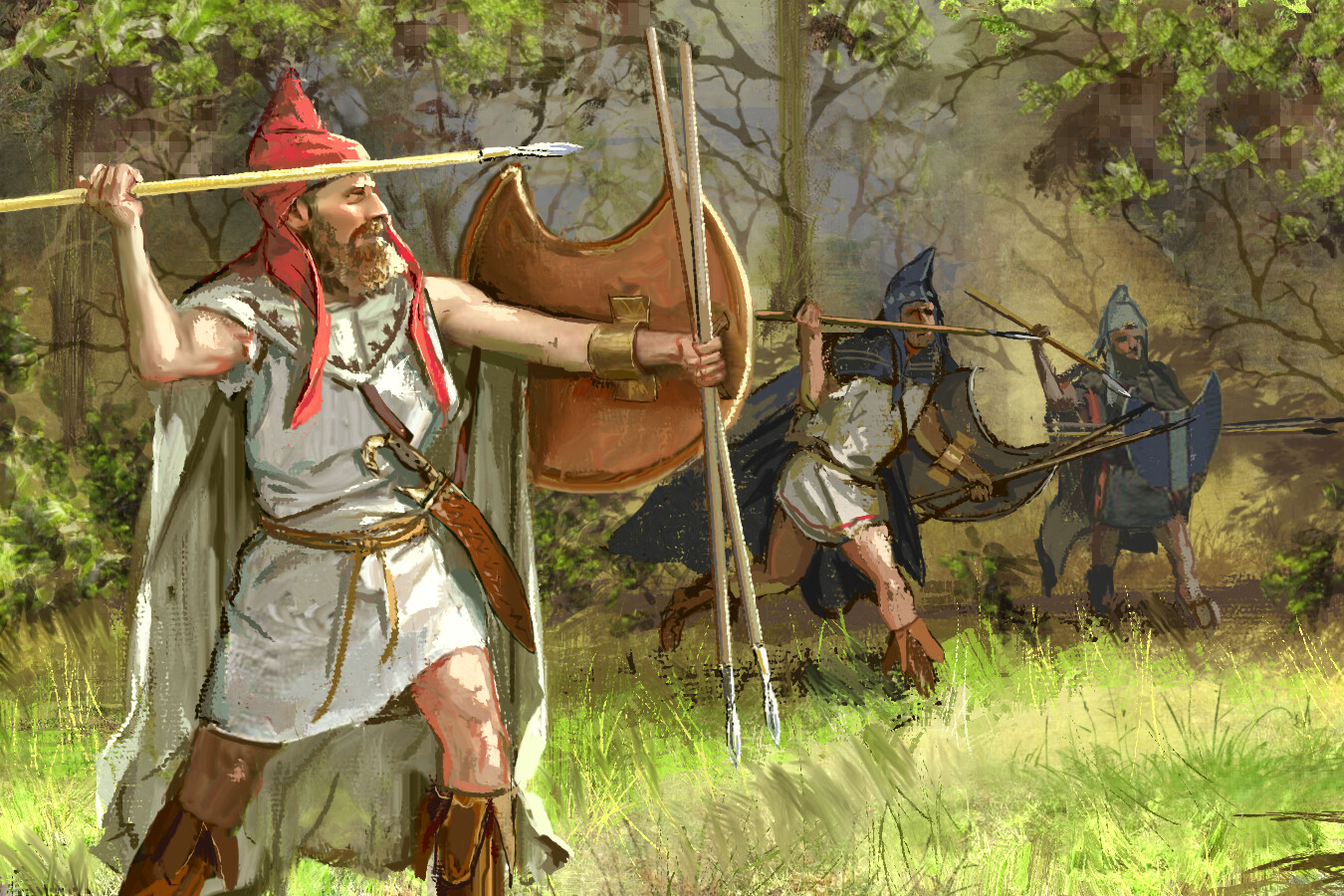 A group a Thracian peltasts mercenaries. 