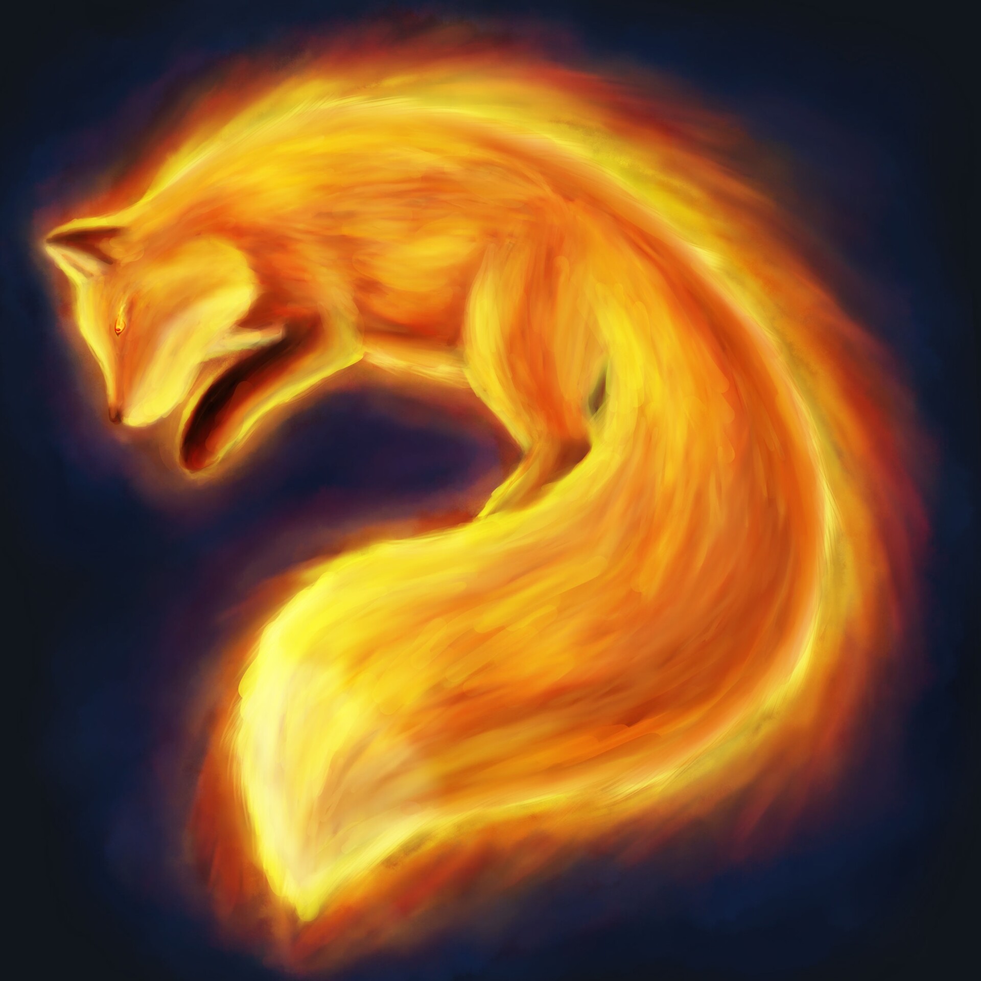 ArtStation - Pouncing Fire Fox