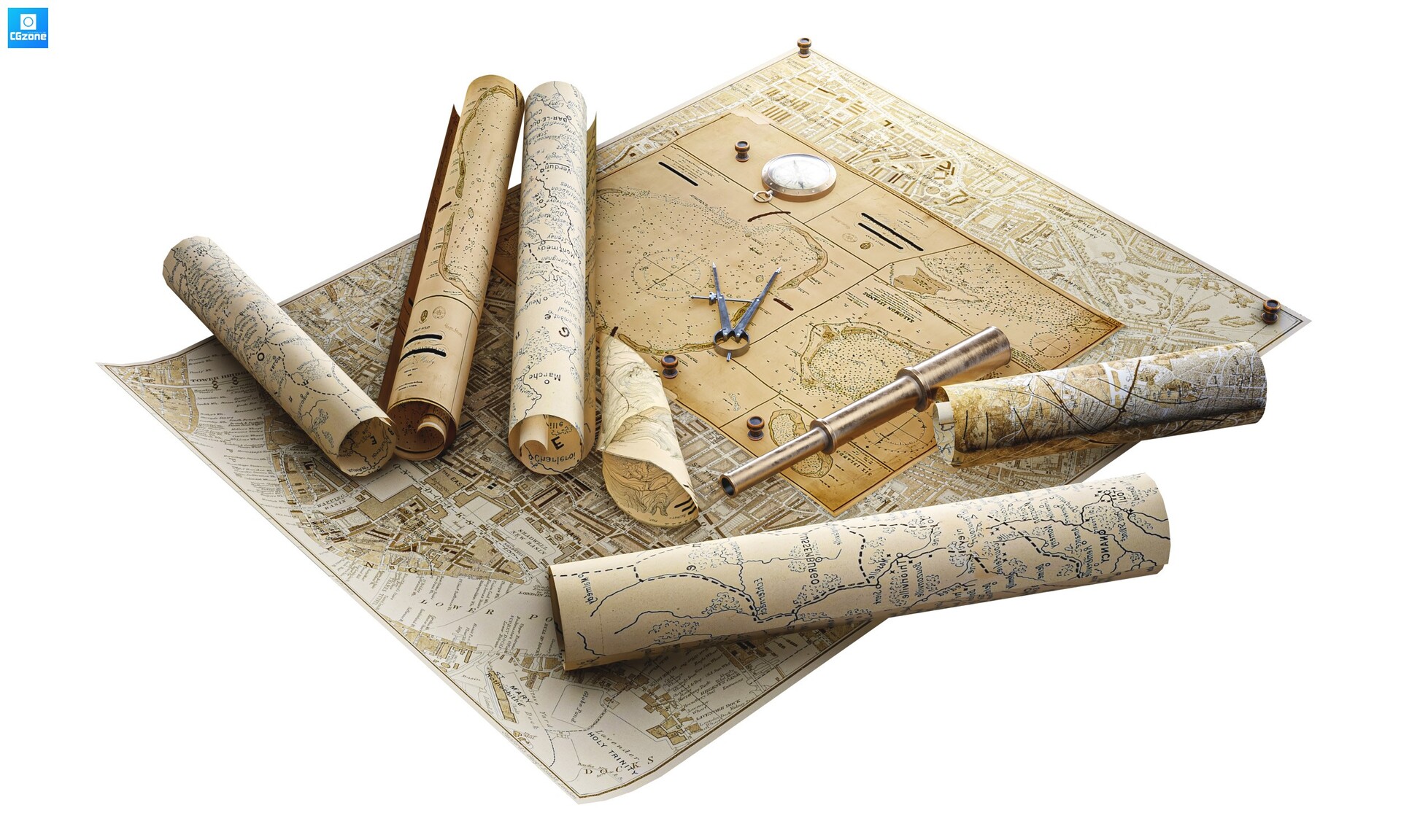ArtStation - Vintage map Pakage with Tools