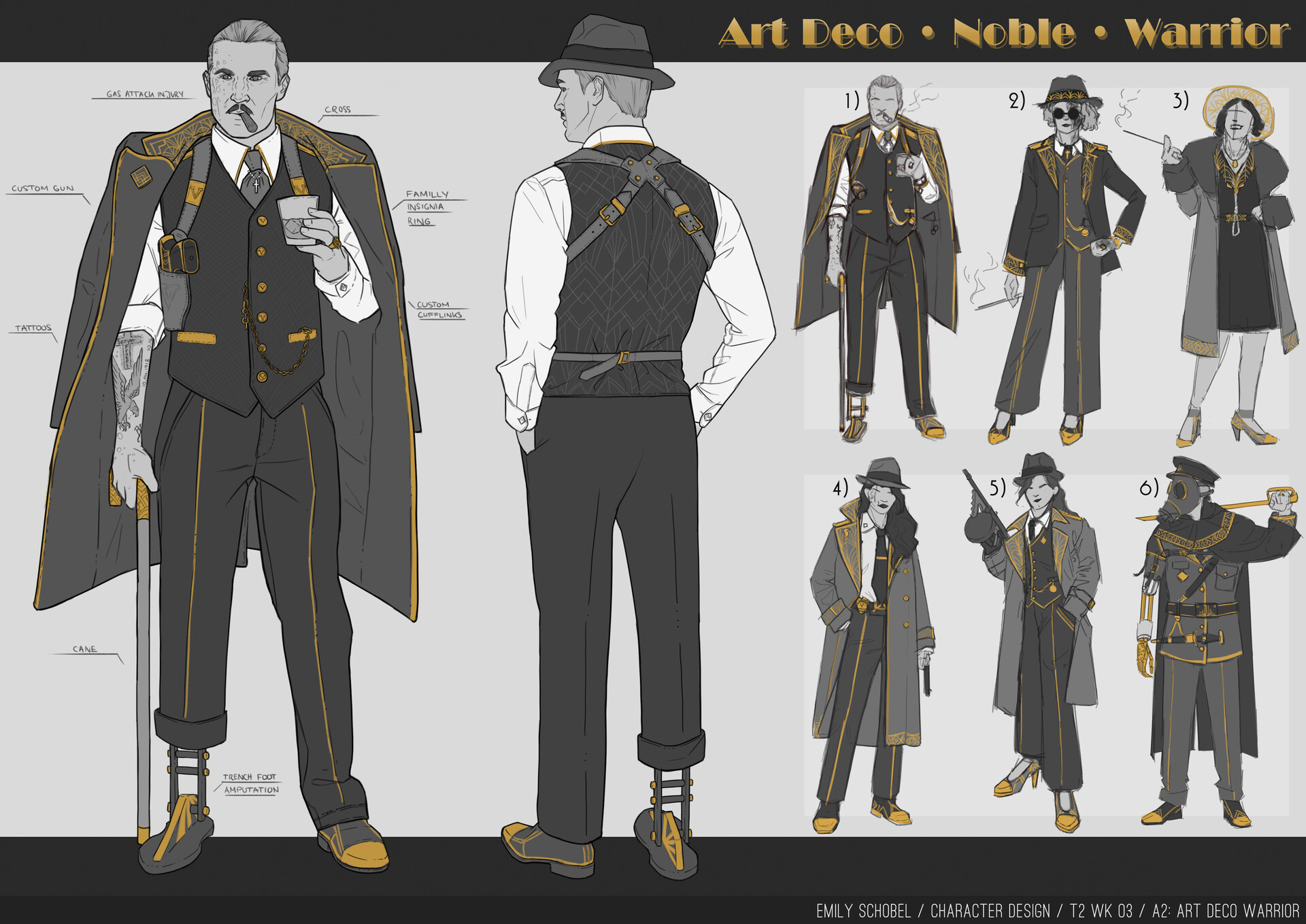 Emily Schobel "Art Deco Noble Warrior" Character Design