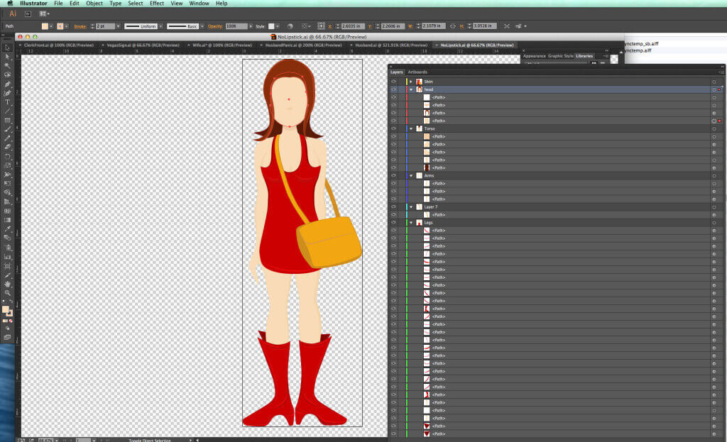 Adobe Illustrator file of the wife in “uniform”.