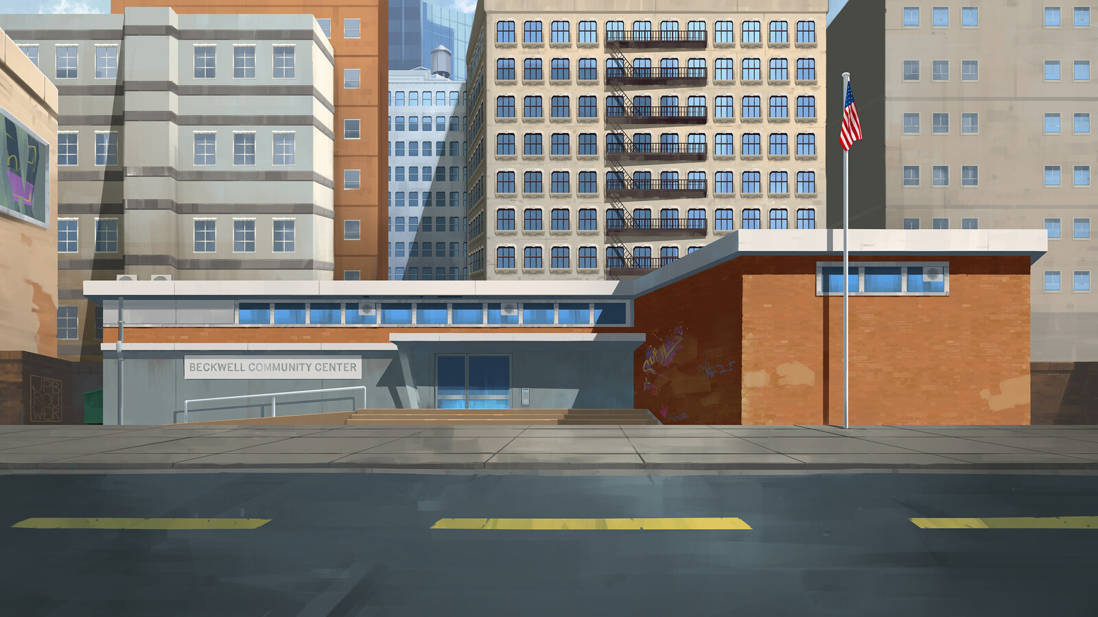 BG painting test for "Invincible" animated series.