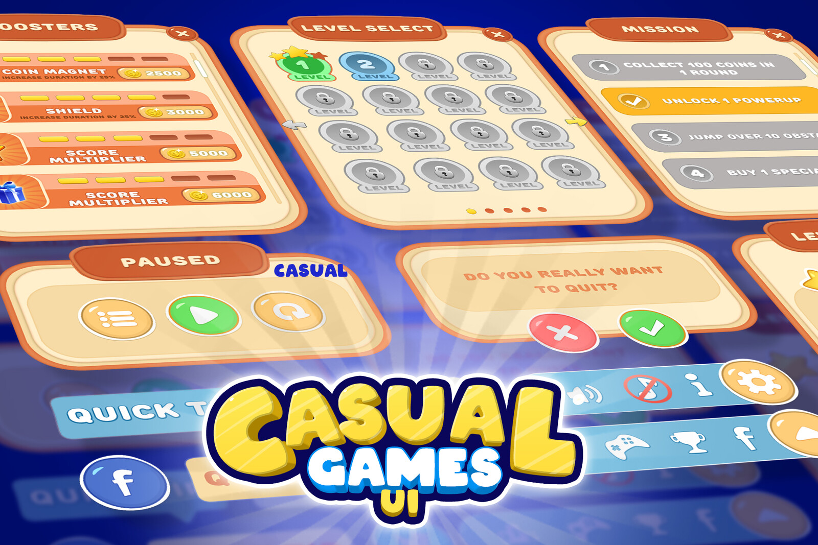 2D Mobile UI - Casual Game I GUI Kit