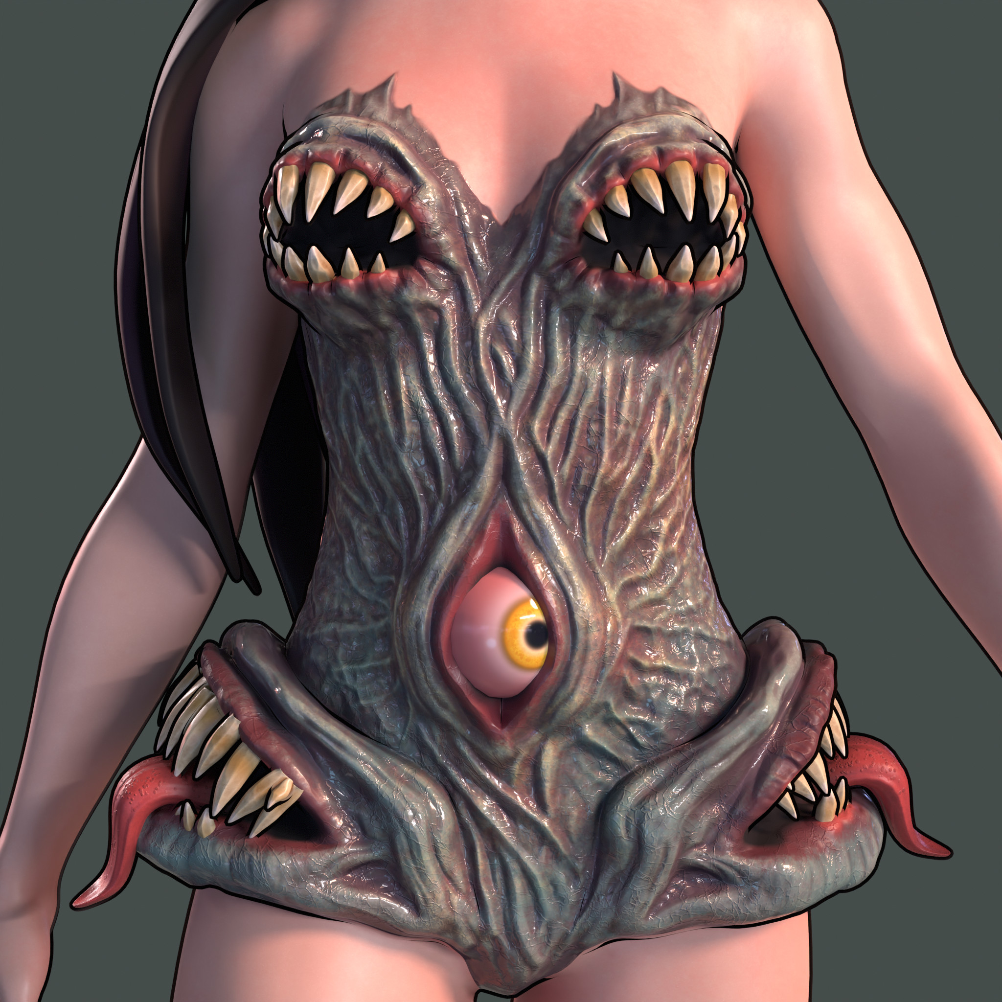 Closeup shot of the demon suit