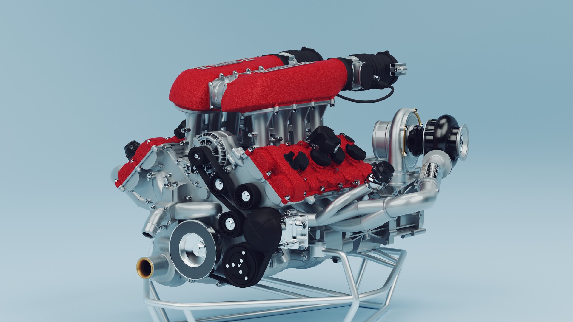 ArtStation - Ferrari 458 Twin Turbo Engine 3D Model