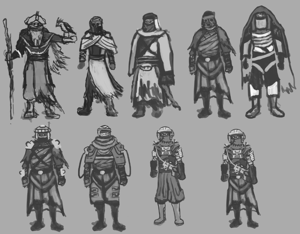 Desert wasteland characters shape ideation