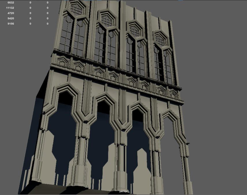 Some progress shots in Maya. I regularly exchanged these to get feedback from my teammates. Had a lot of fun exploring shapes and patterns during this project!