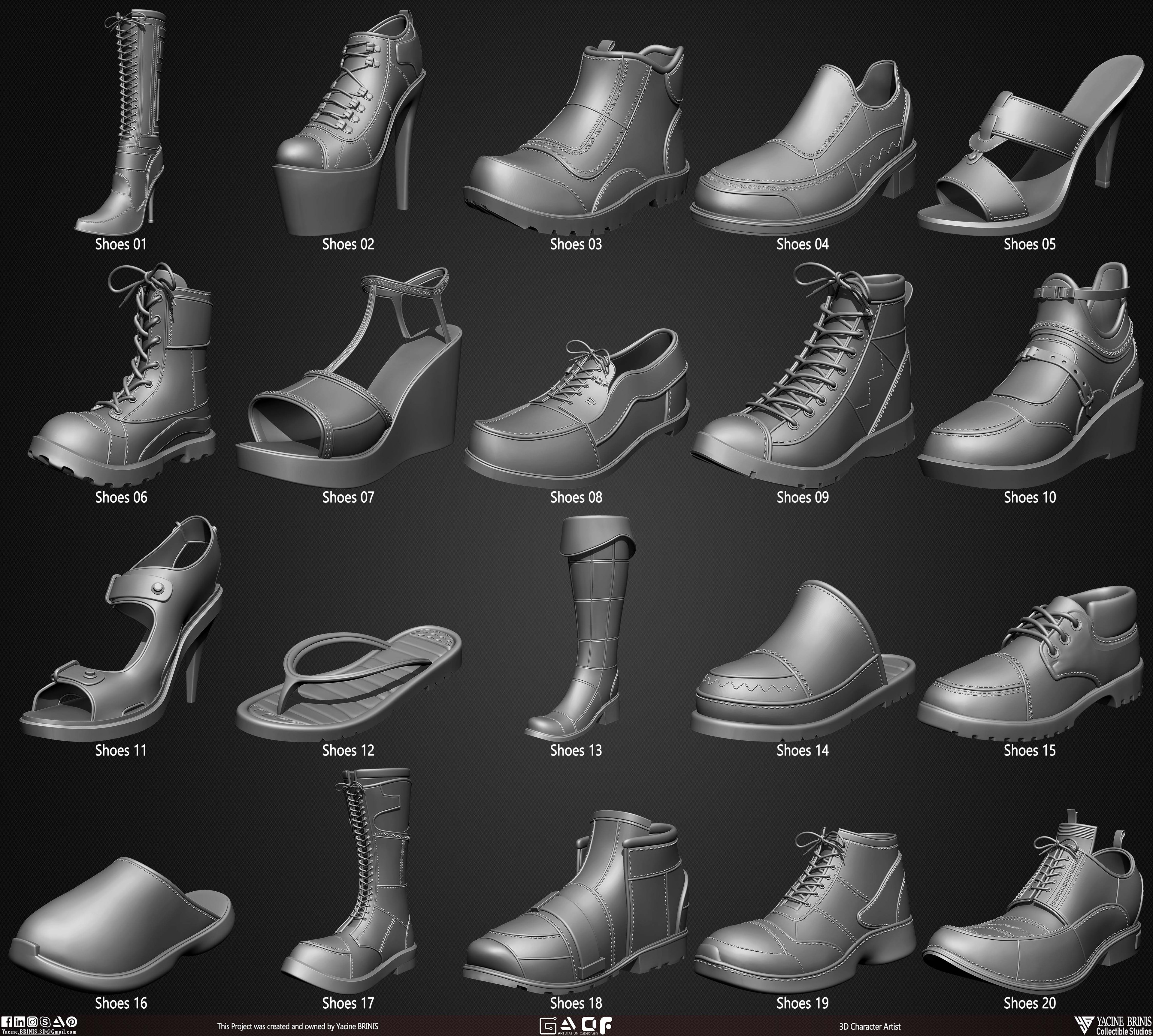 20 Shoes Kitbash Vol 05 sculpted By Yacine BRINIS Set 002