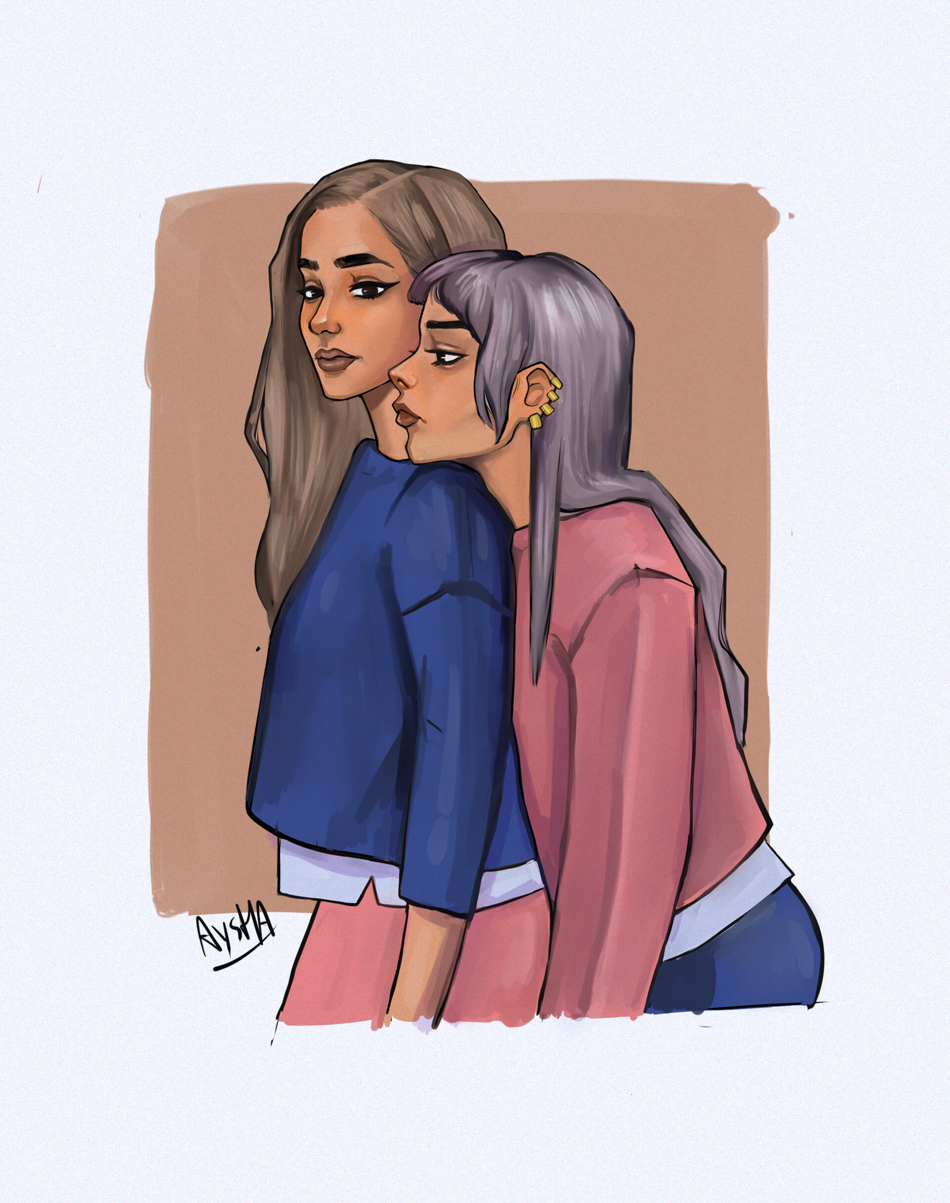 ArtStation - Two girls hugging