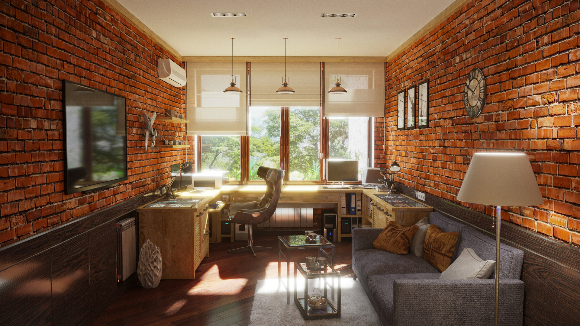 ArtStation Brick style room visualization