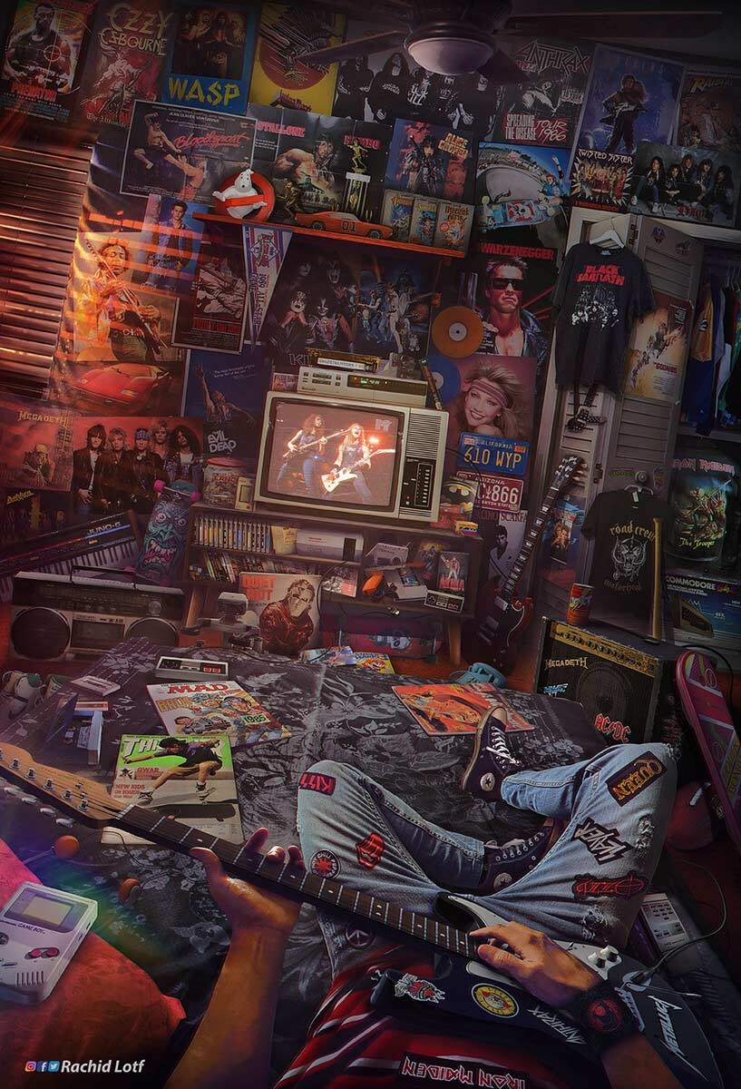 ArtStation The Ultimate 80s Rock Bands Bedroom.