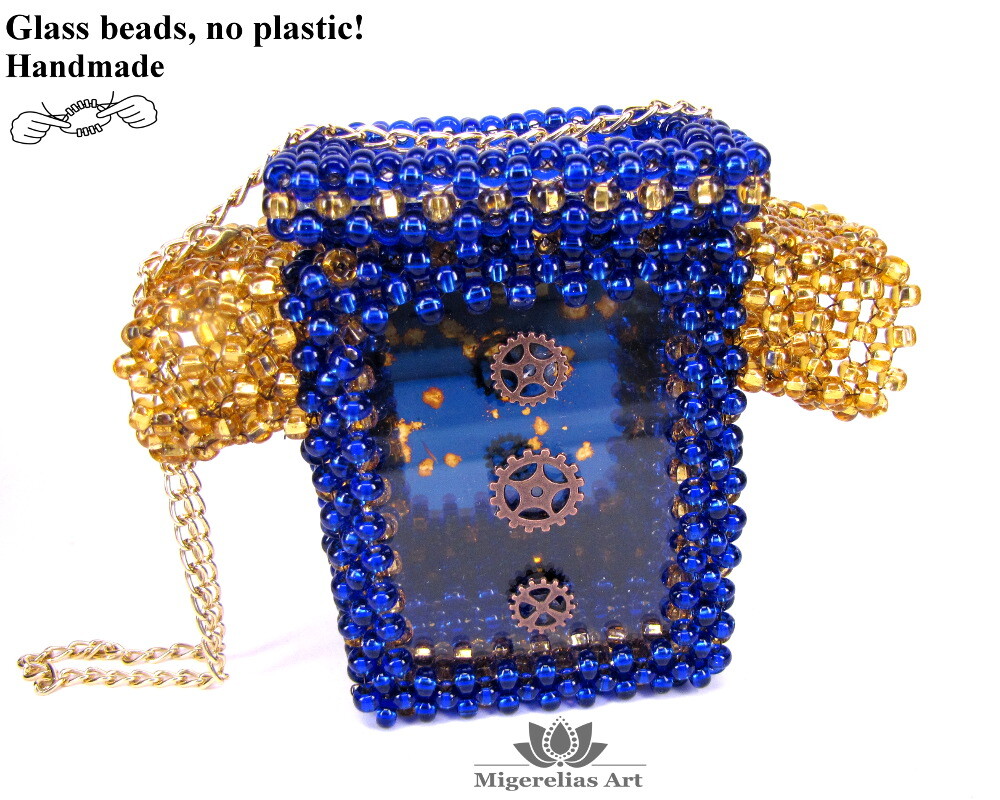 ArtStation sustainable handmade blue and gold decorative shirt box with unique mirror