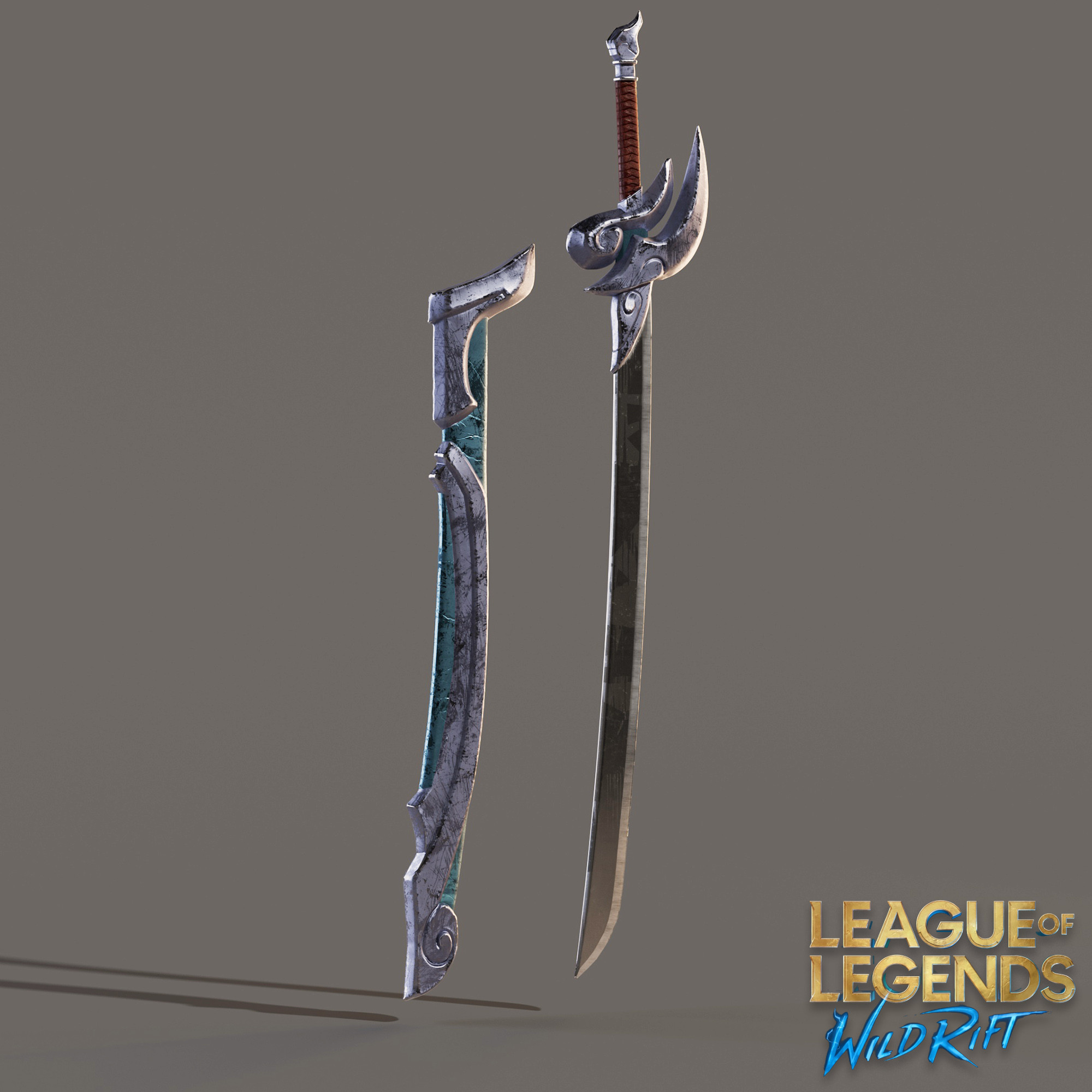 Yasuo Prop - The Sword - All props and characters has layer layers of strokes and graphic patterns applied to stylize the look and put them all in the same universe. 