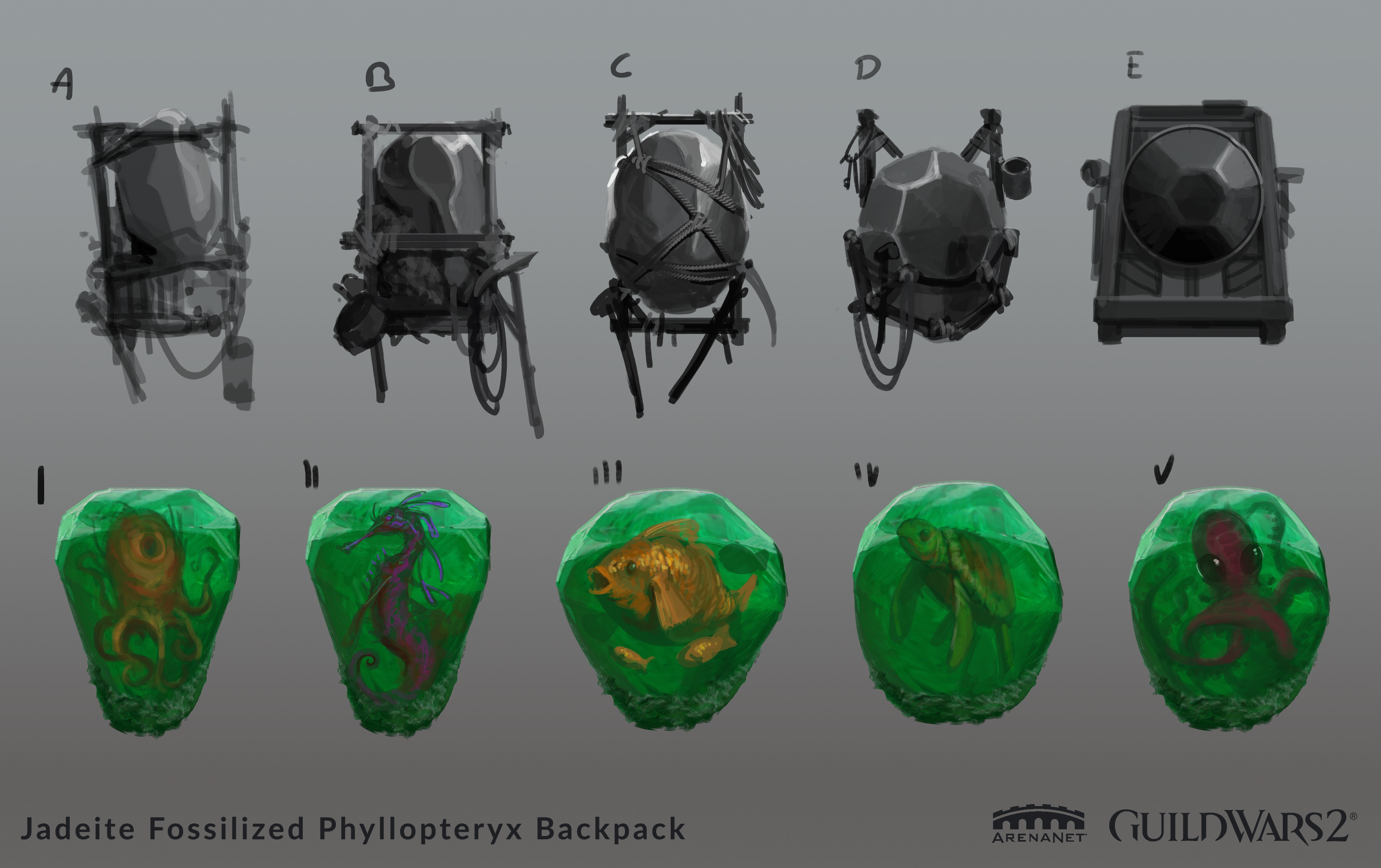 jade fossil backpack progress sketches 