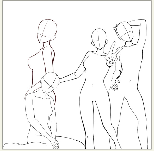 Fashion template of women in standing pose. - Stock Illustration [61027611]  - PIXTA