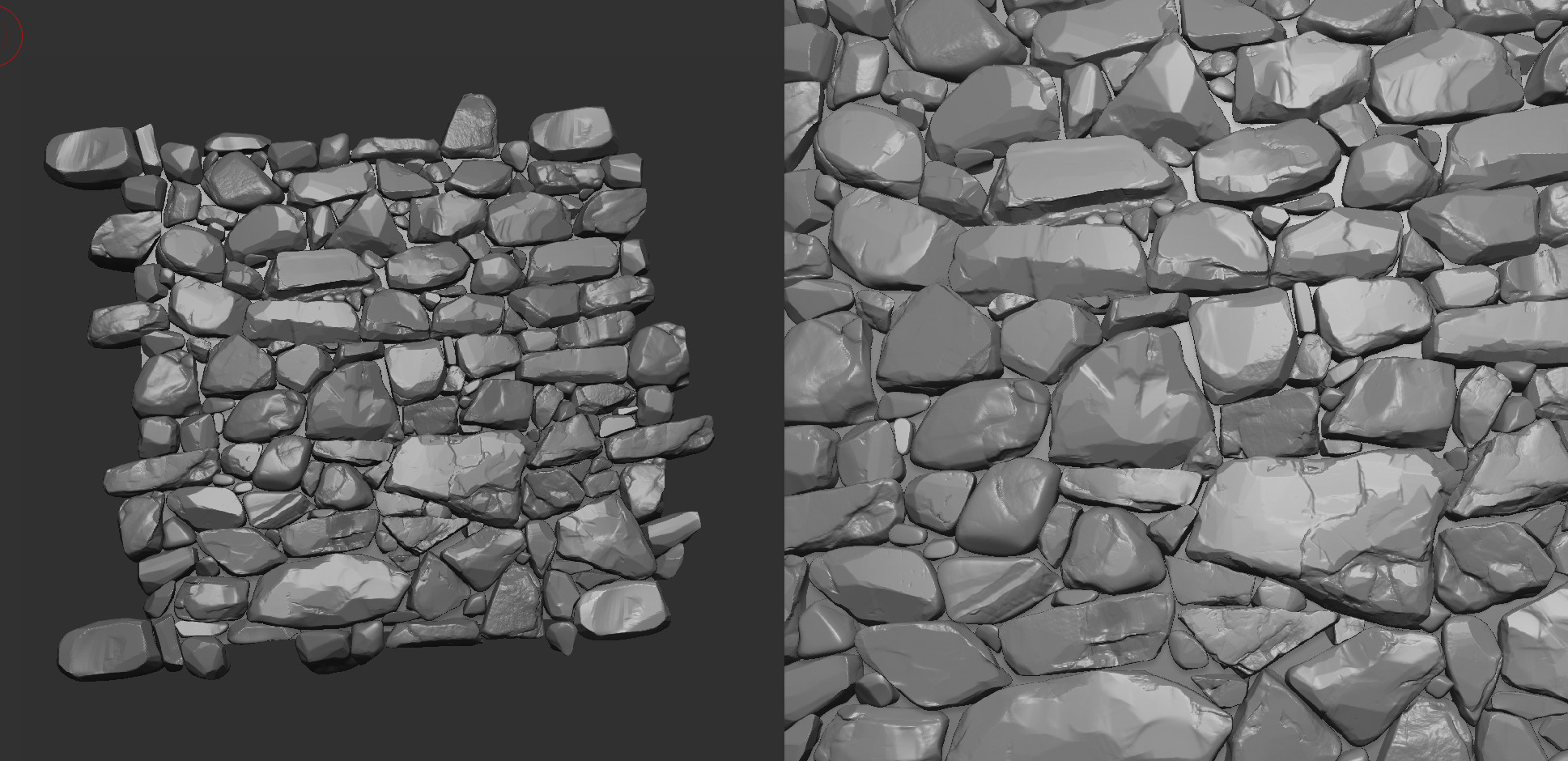 WIP of sculpt, A few unsculpted stones here (outer corners)