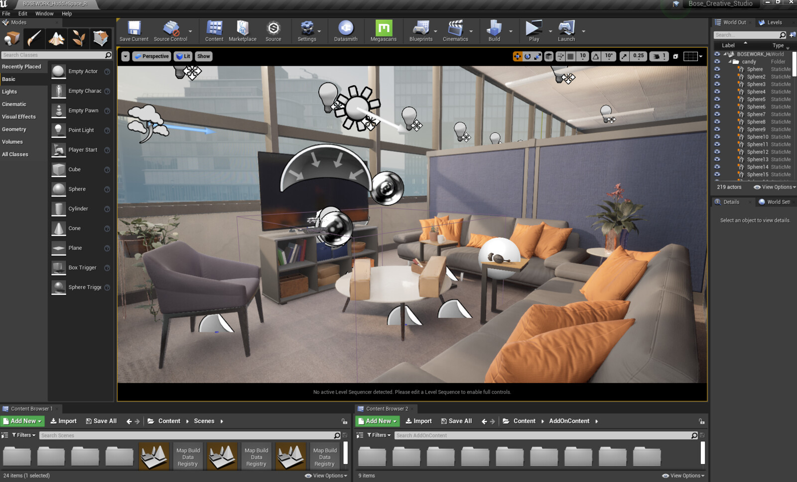 HuddleSpace Scene in Editor