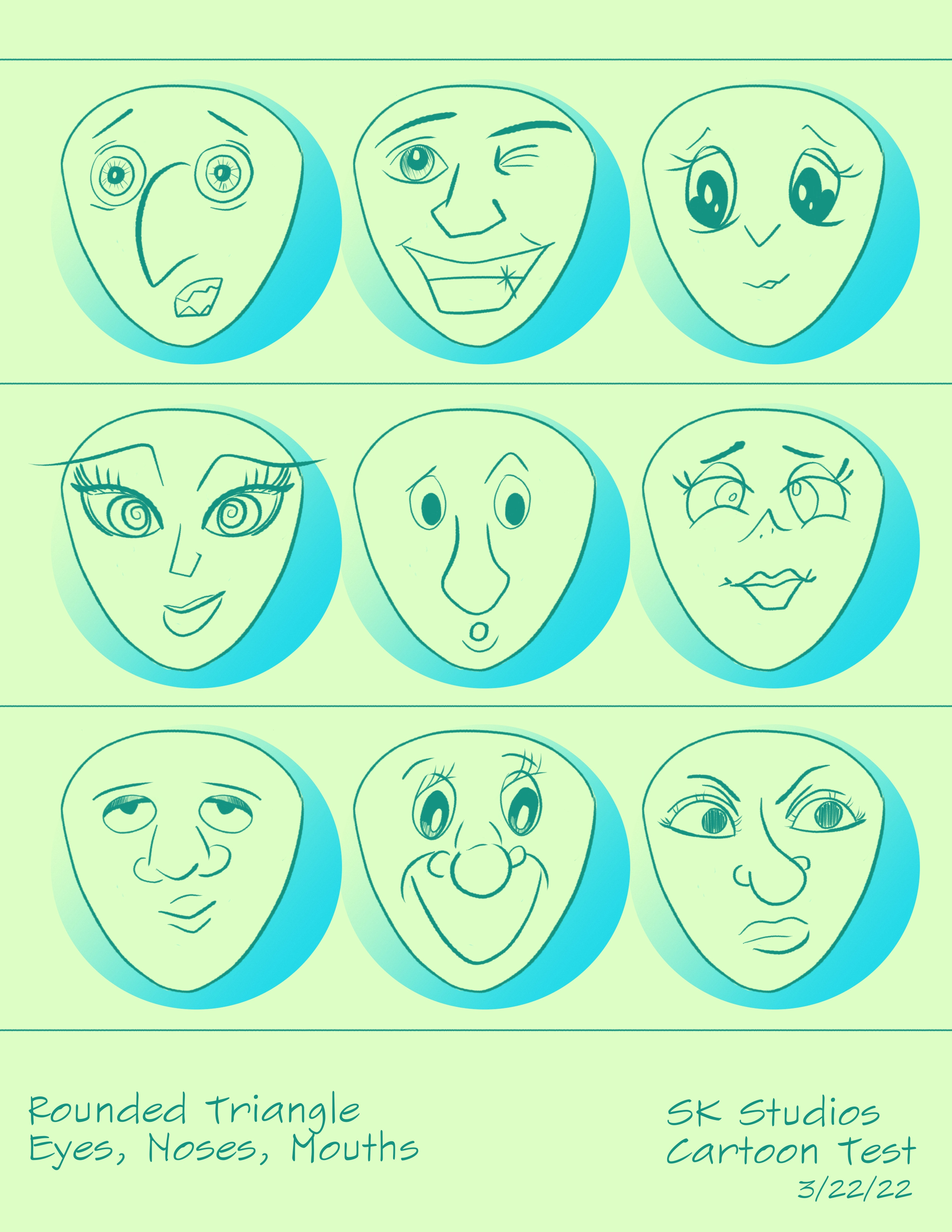 ArtStation - Cartoon Test Faces, Rounded Triangle Shape | Digital Art