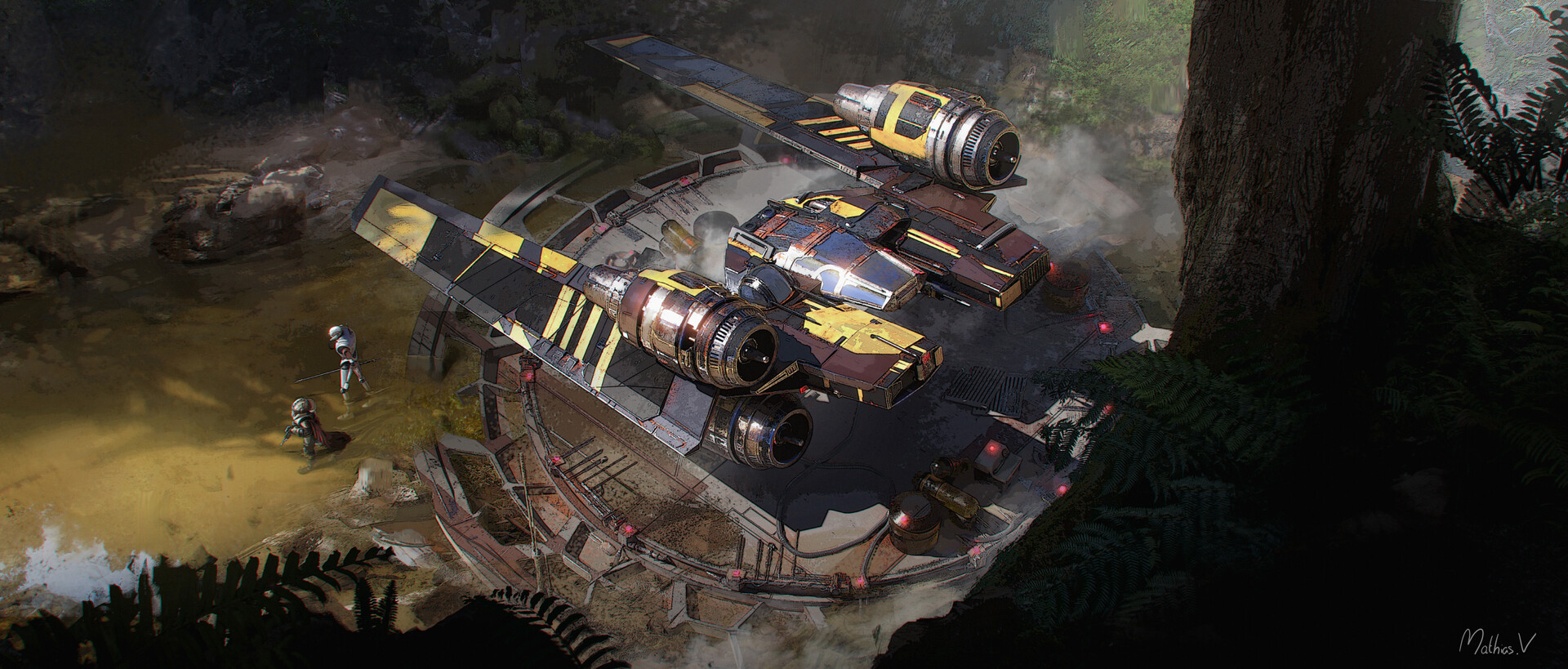 ArtStation Studies around the Mandalorian new ship chara