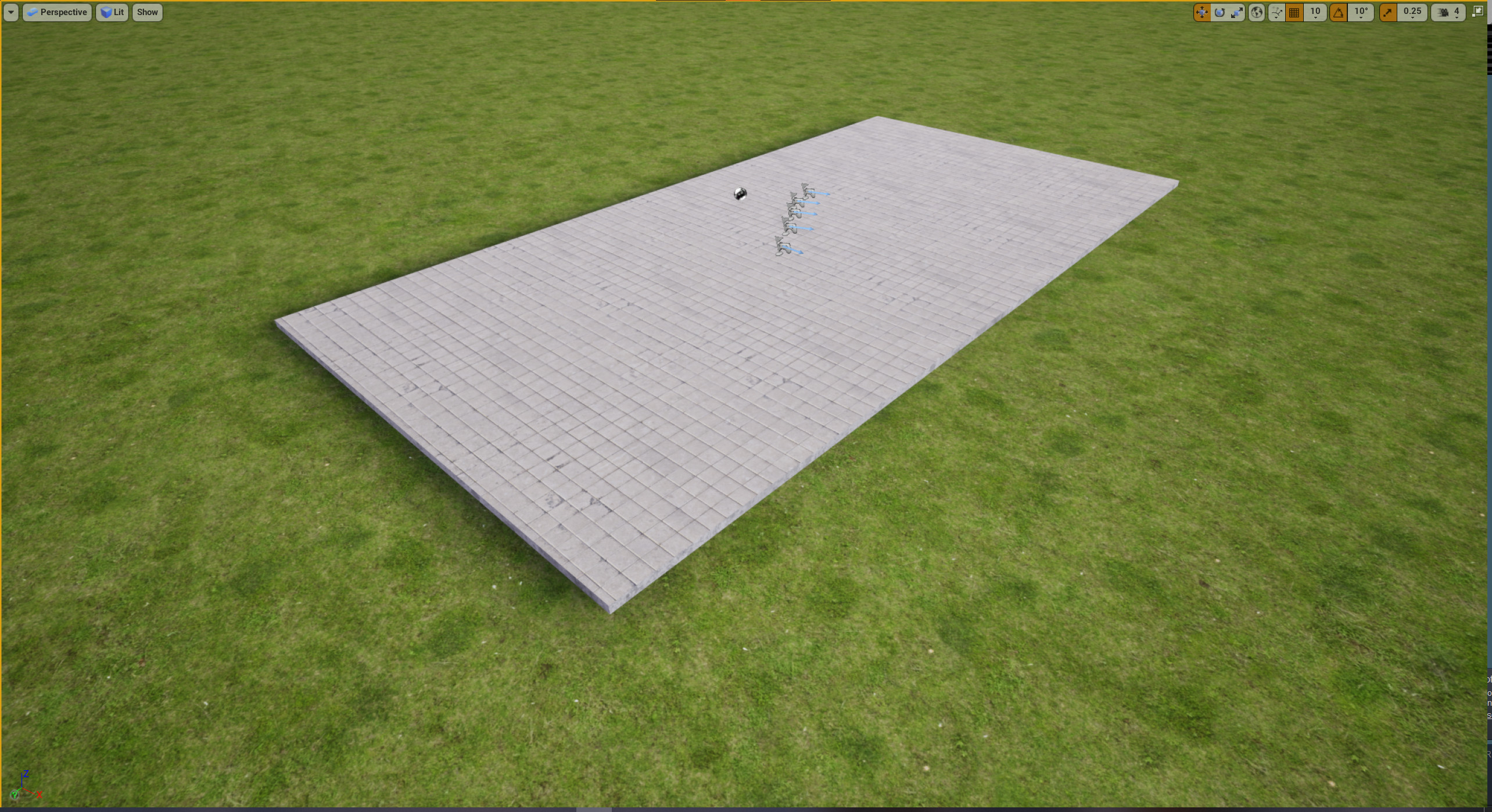 Made the tiling less noticeable by creating a material function that distorts the UV layout and added a macro texture. 