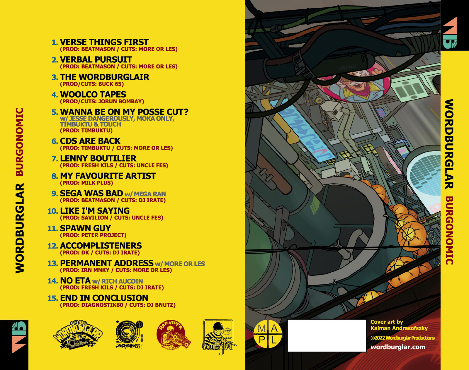 CD Back cover design, showing the wraparound of the full cover image and track listing.