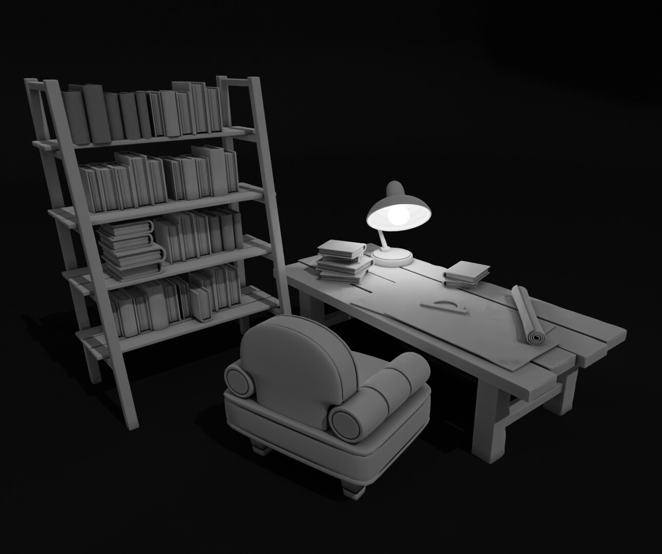 ArtStation Work area, home library