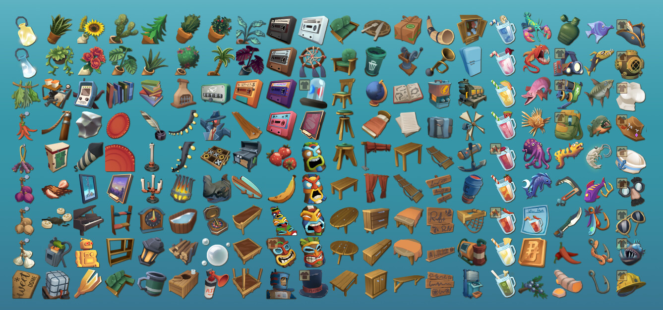 Various item icons from chapter 2 and 3
