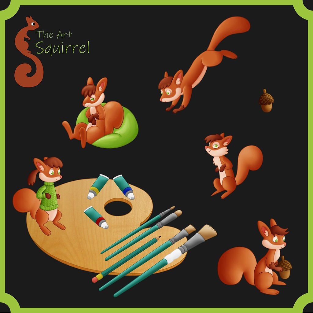 2D Squirrel Website Mascots
