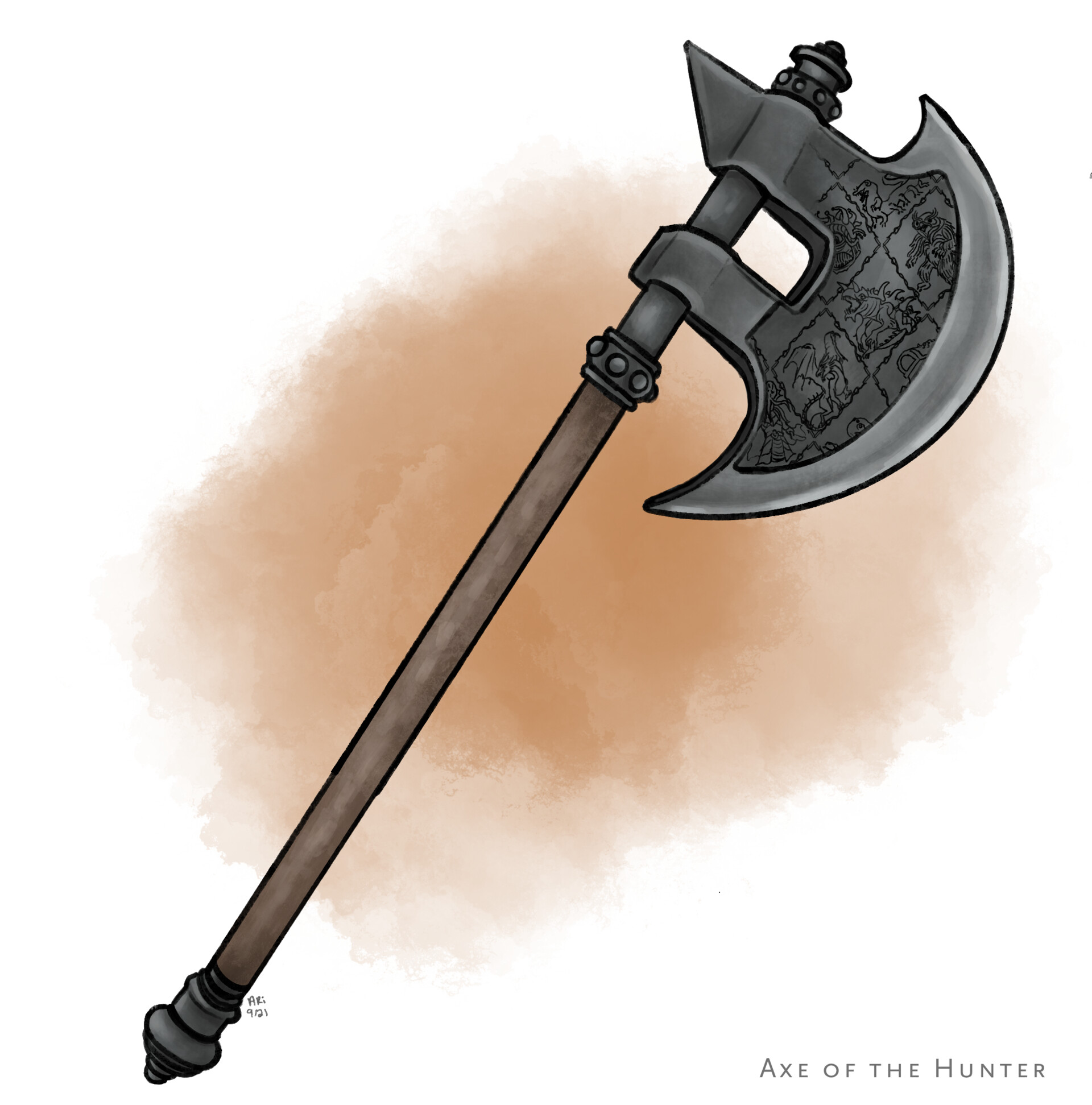Artstation axe of the hunter d d item 