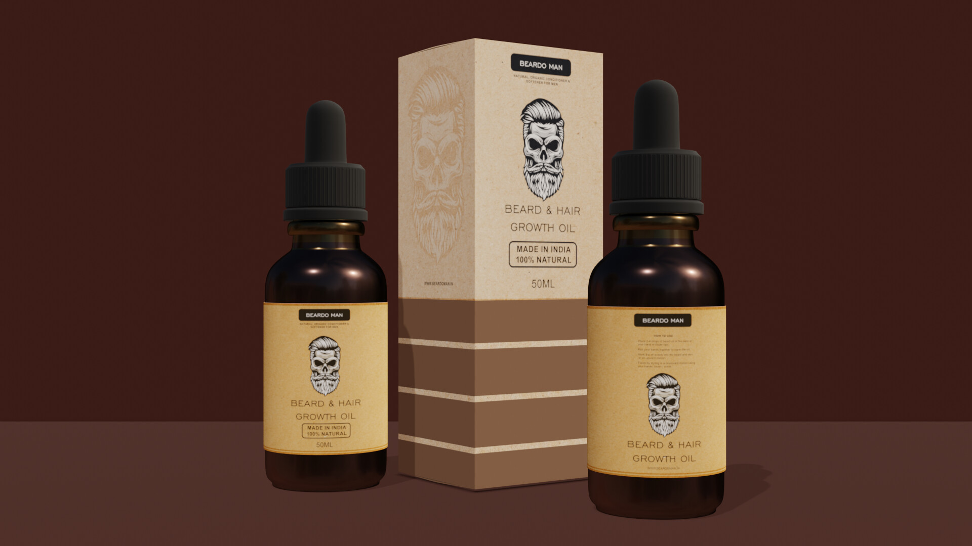 ArtStation - Beard & Hair Growth Oil 3d Packaging Design