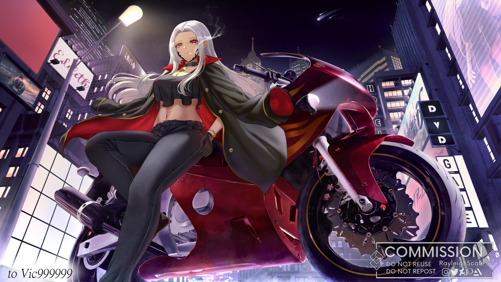 Anime Girl Motorcycle Background ArtStation Edelgard Biker Girl