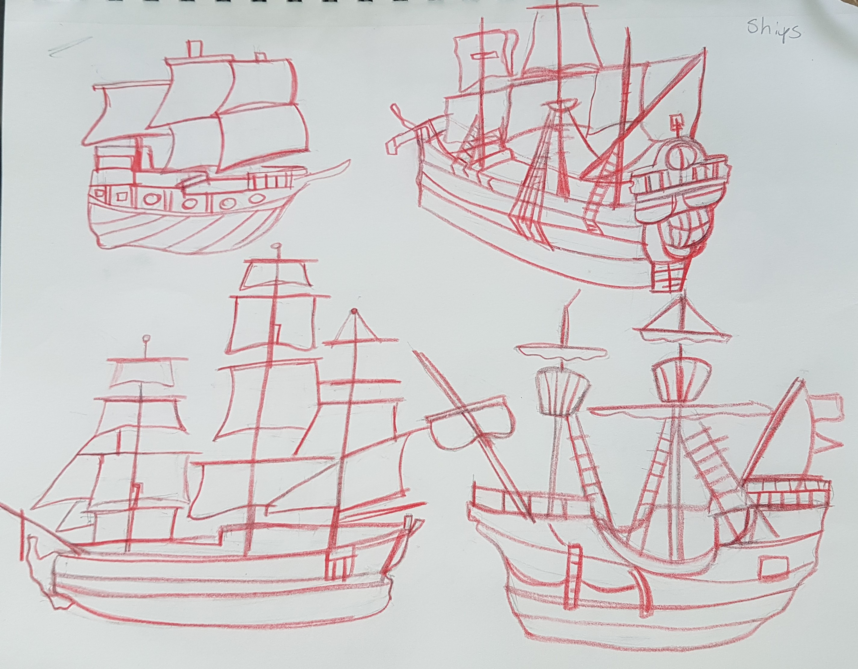 Sketches of ships