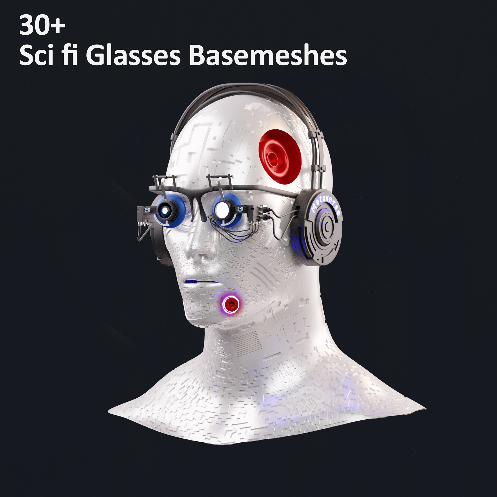 ArtStation - 30 SCI-FI GLASSES BASEMESH (Futuristic Cyberpunk) ( VOL 12