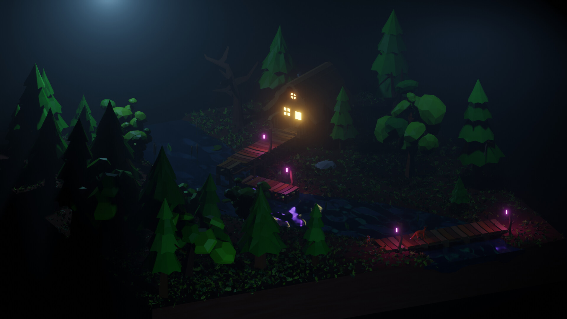 ArtStation - Night Forest scene