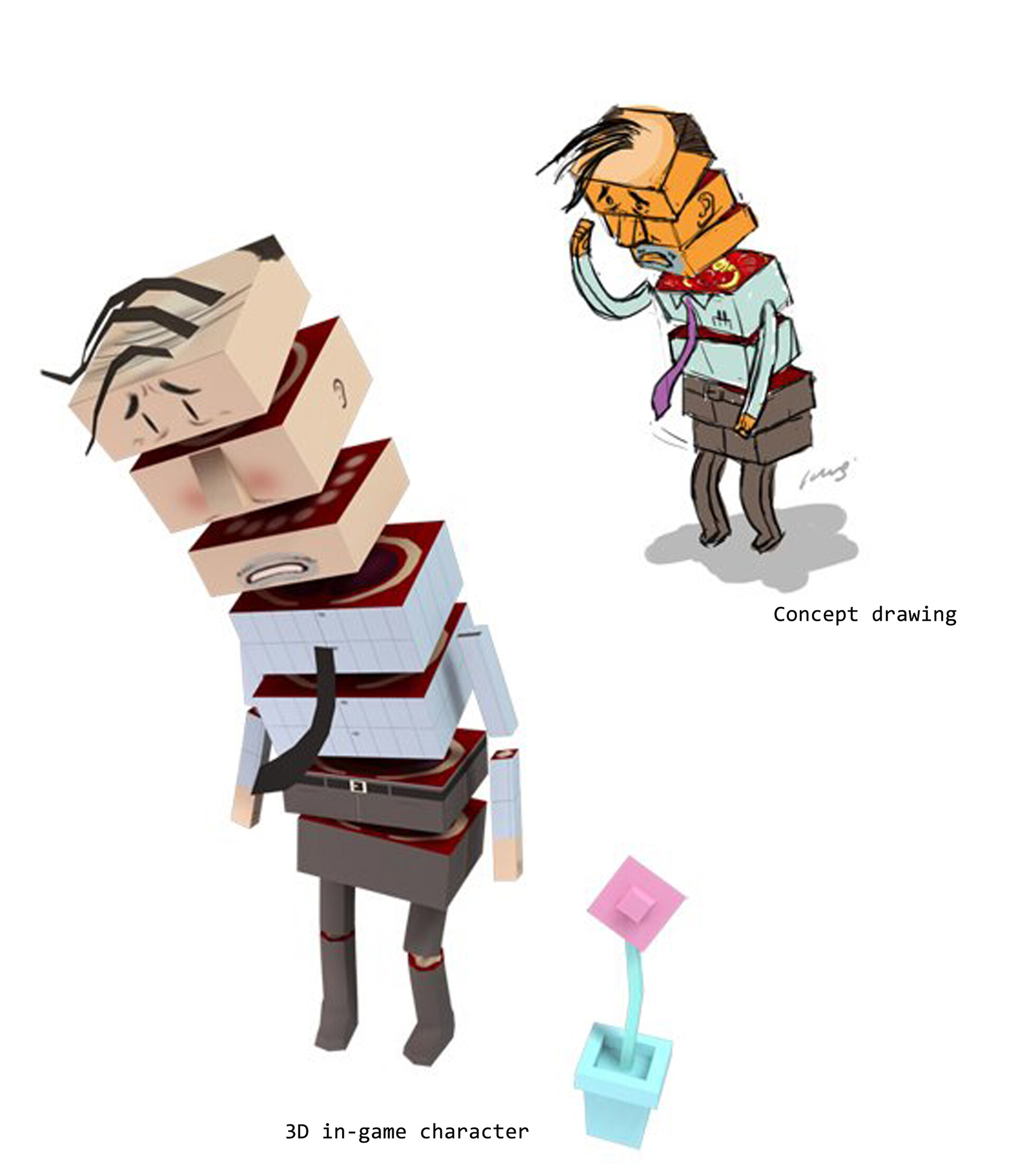 ArtStation "Office Bash" office worker, 3D model and concept