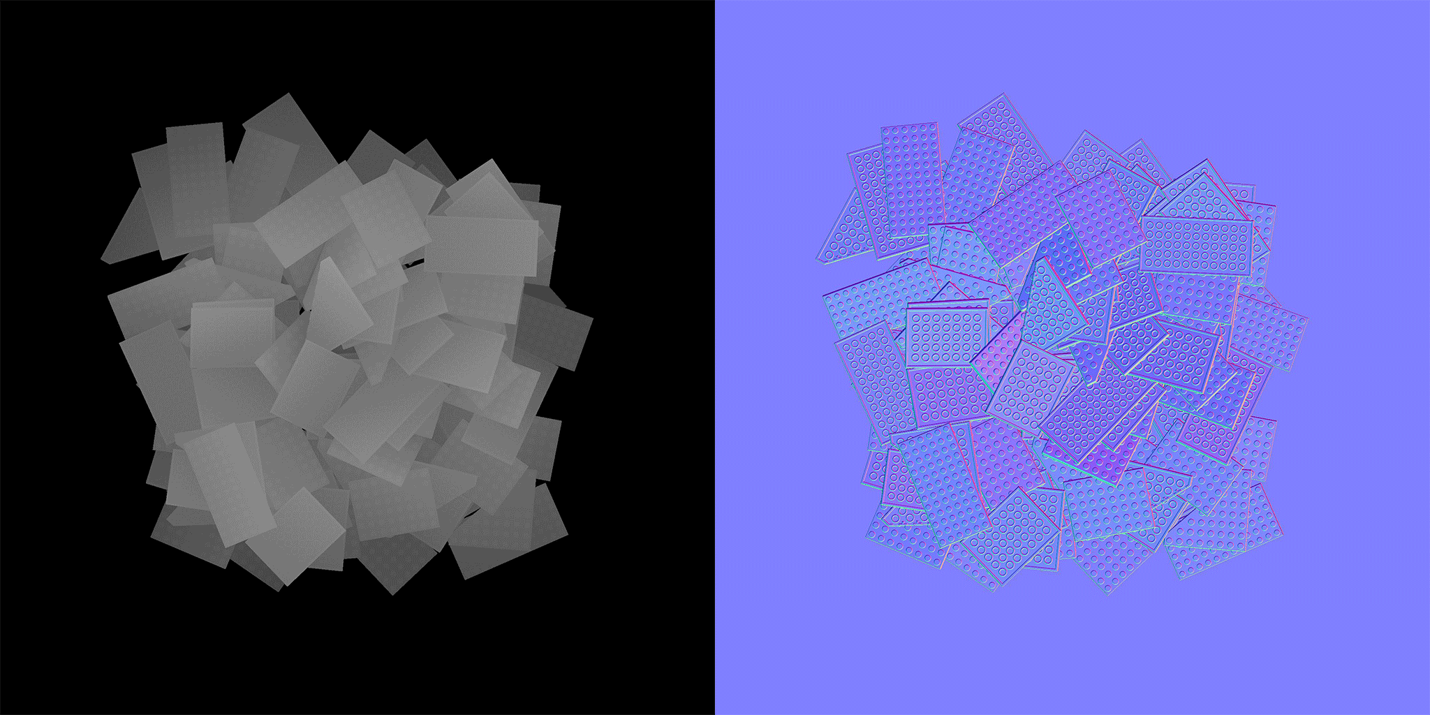 node sculpting plastic bags base on baked lego bricks height map.